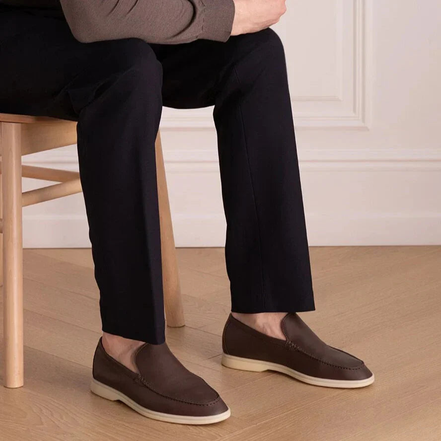 Loro Piana Summer Walk Elk Leather Loafers - Very Dark Brown (H027)