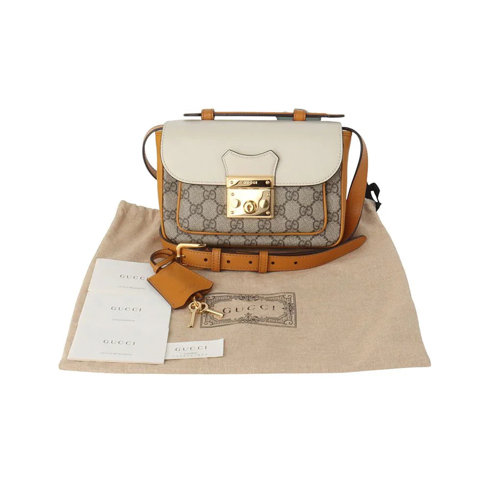 Gucci GG Supreme Padlock Handle Bag – Beige