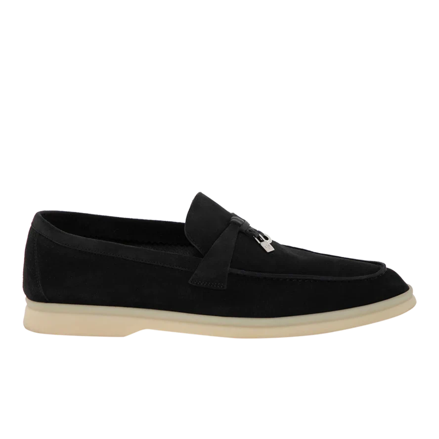 Loro Piana Summer Charm Suede Loafers - Black (029)
