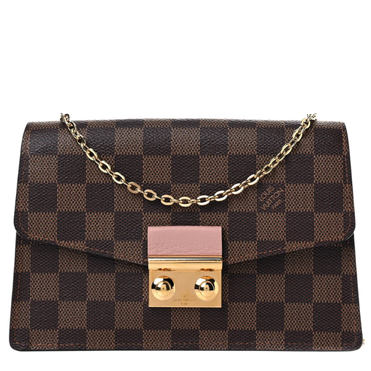 Louis Vuitton Damier Ebene Croisette Chain Crossbody Bag - Brown