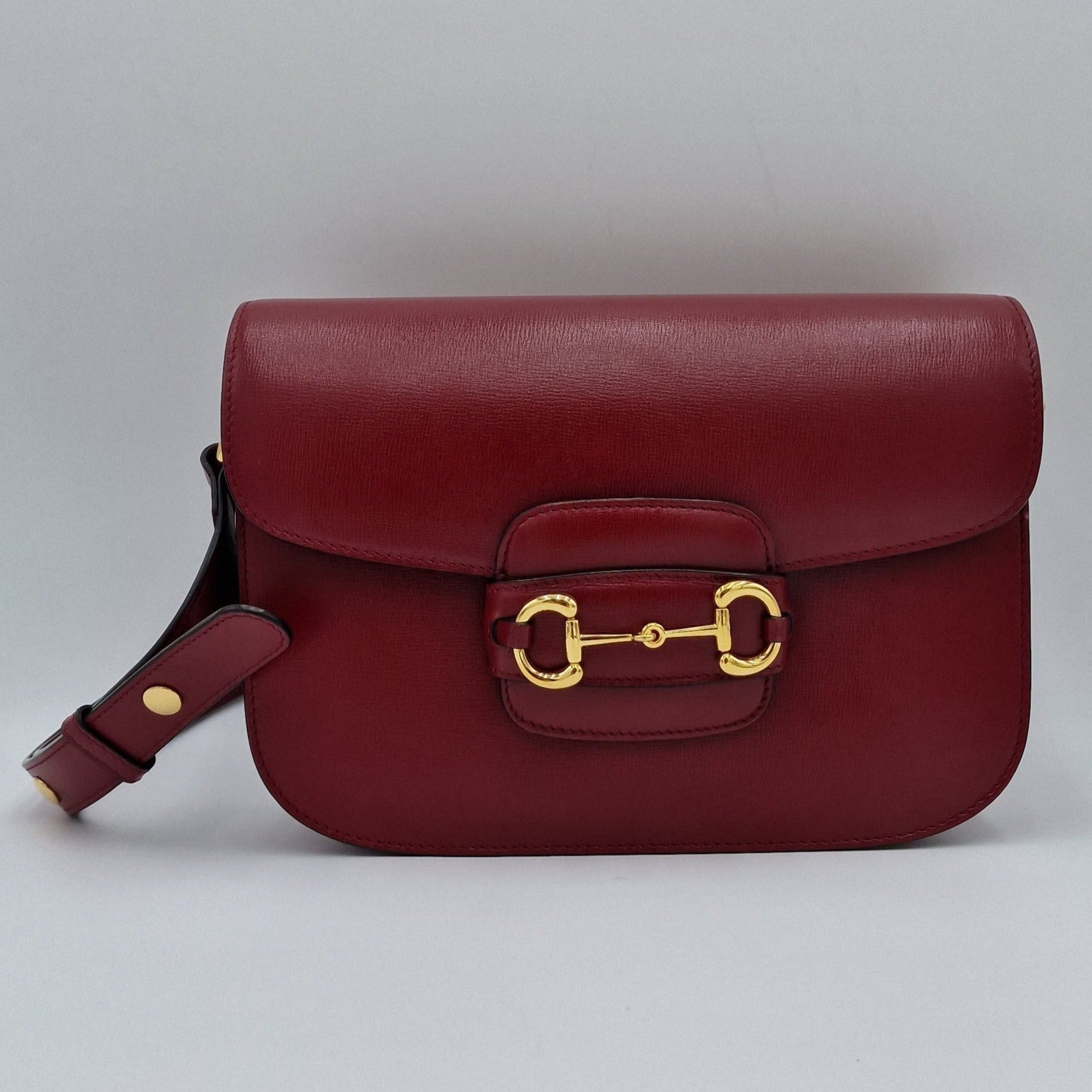 Gucci 1955 Horsebit Leather Shoulder Bag – Red