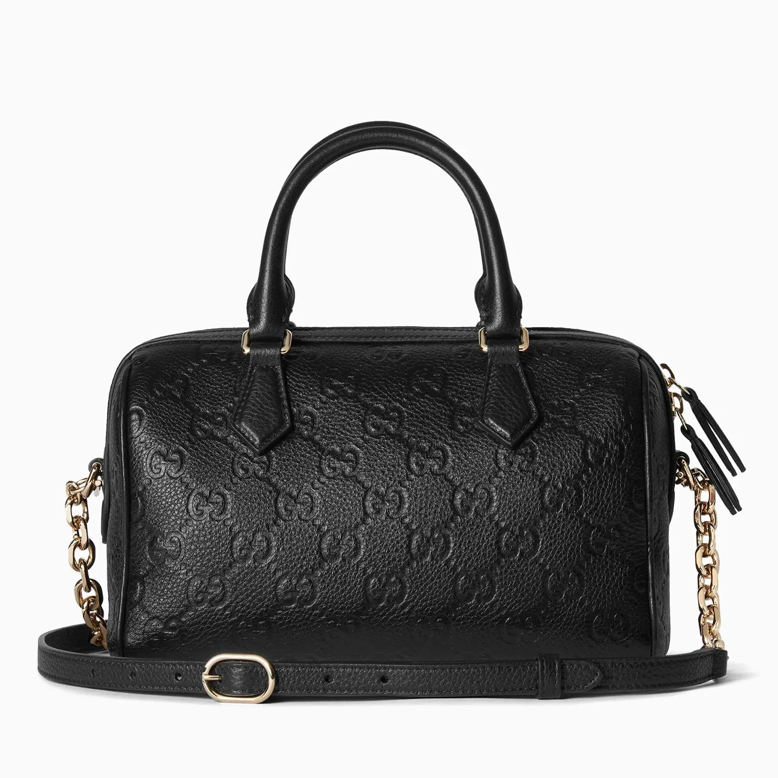Gucci GG Emblem Small Boston Top Handle Bag – Black