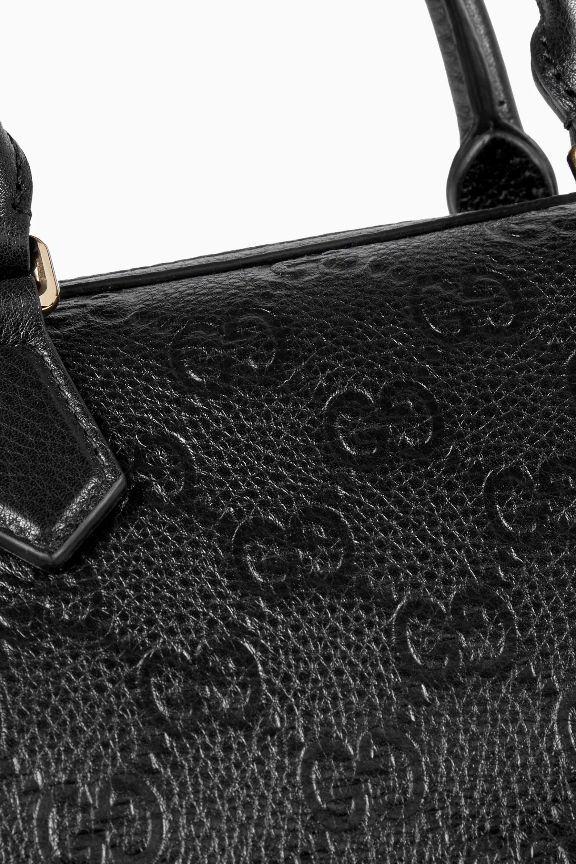 Gucci GG Emblem Small Boston Top Handle Bag – Black