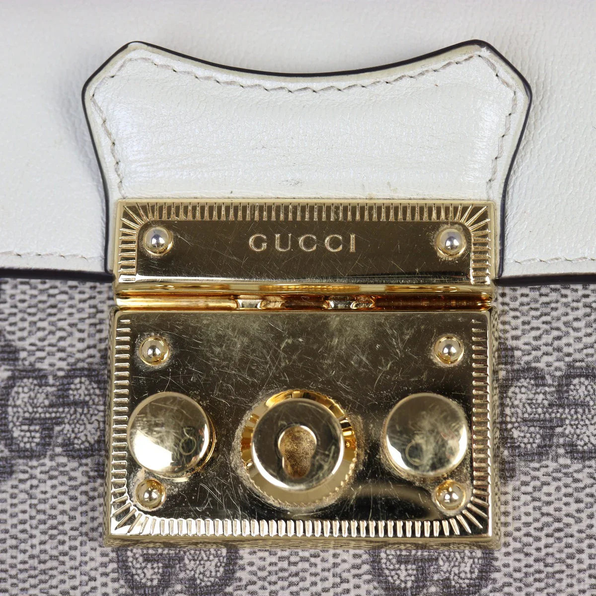 Gucci GG Supreme Padlock Mini Top Handle Bag – Beige