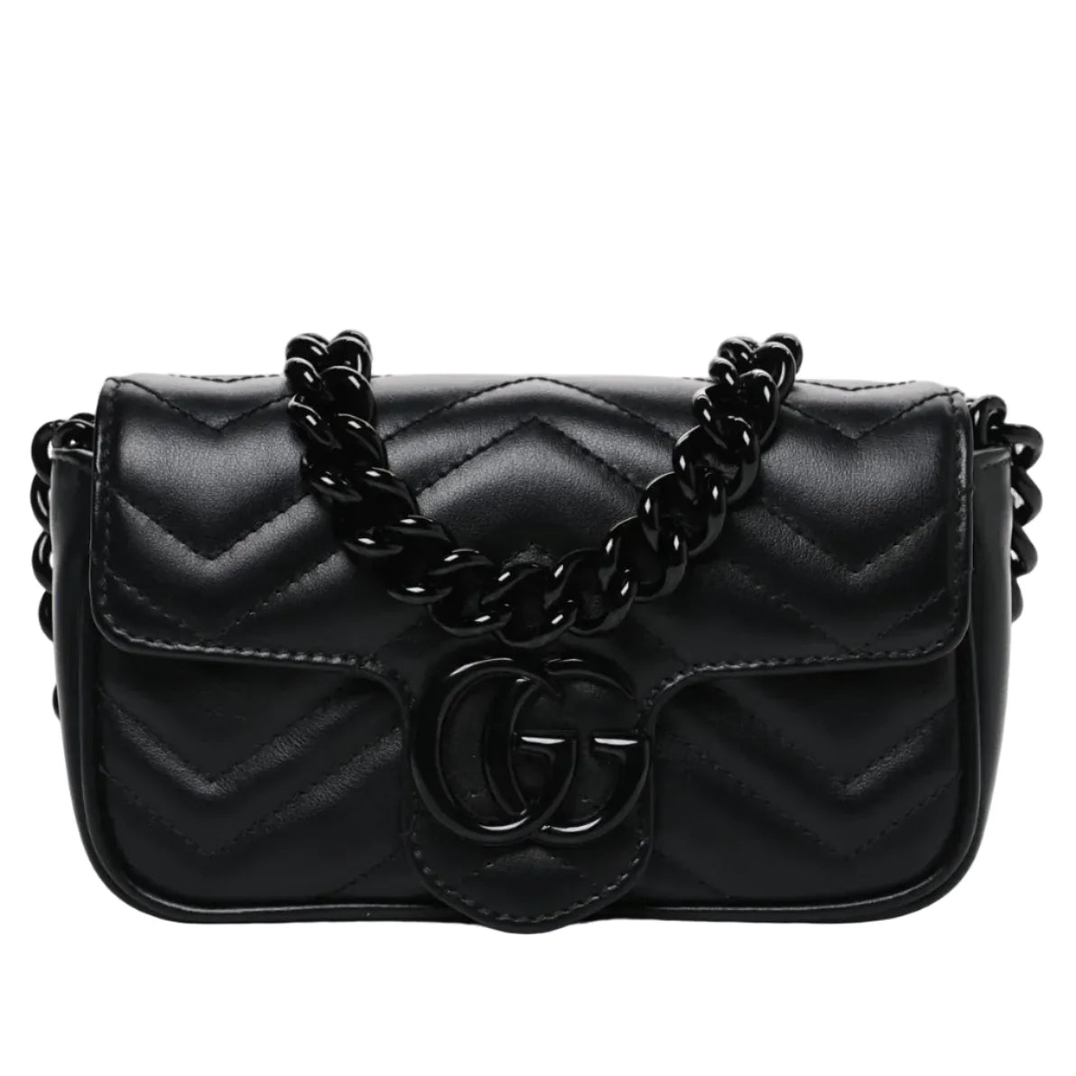 Gucci GG Marmont Leather Chain Belt Bag – Black