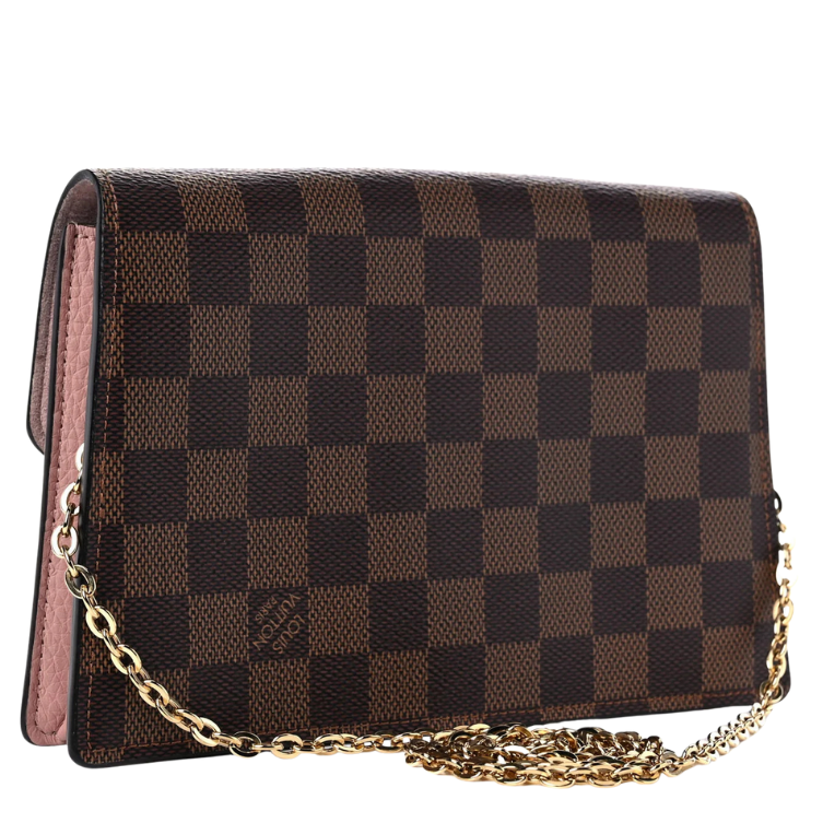 Louis Vuitton Damier Ebene Croisette Chain Crossbody Bag - Brown