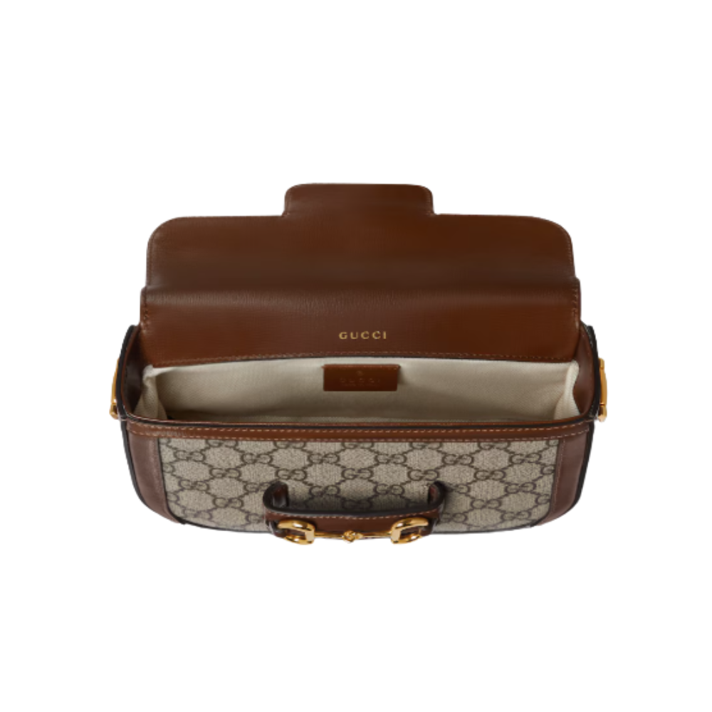 Gucci Horsebit 1955 GG Supreme Canvas Small Shoulder Bag – Beige