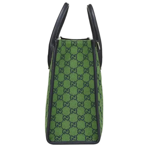 Gucci Leather-Trimmed Monogrammed Coated Tote Bag – Green