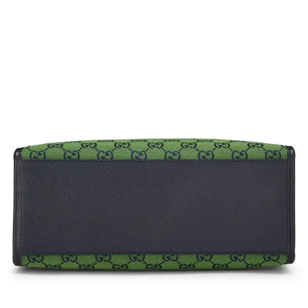 Gucci Leather-Trimmed Monogrammed Coated Tote Bag – Green