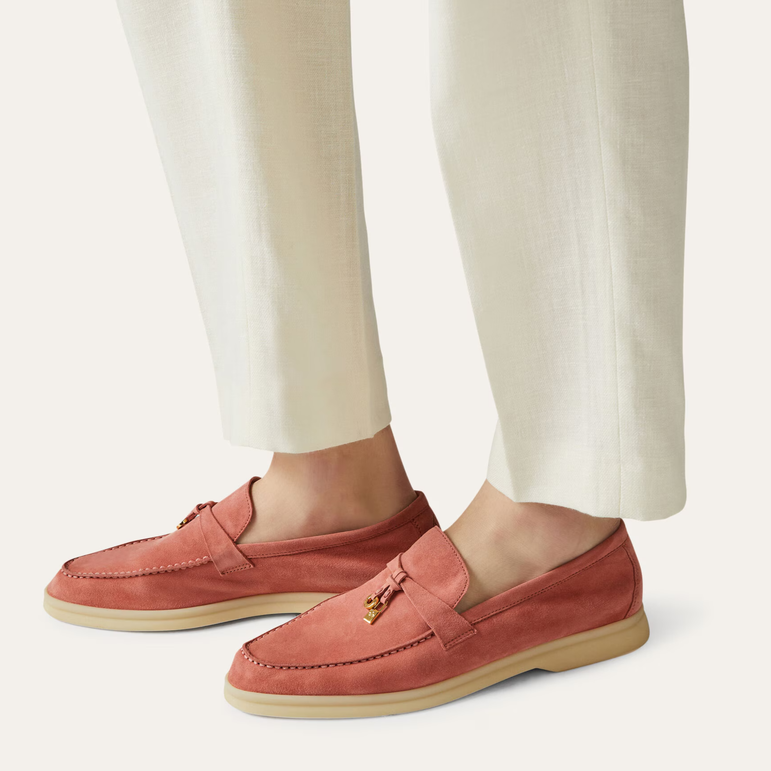 Loro Piana Summer Charms Walk Suede Loafers - Wild Mauve