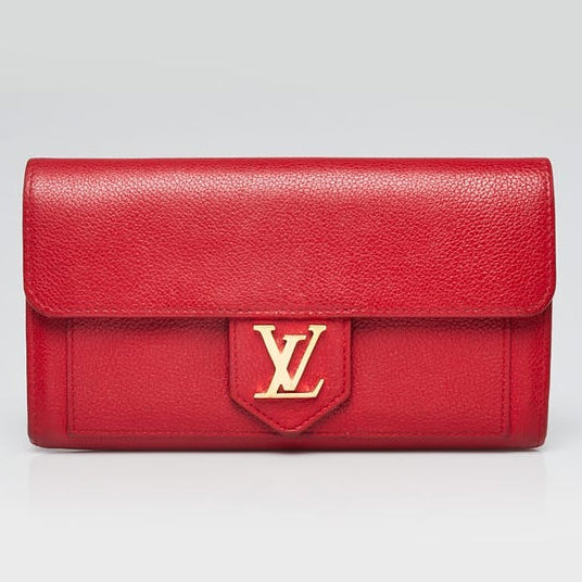 Louis Vuitton Calfskin Leather Lockme Wallet - Red