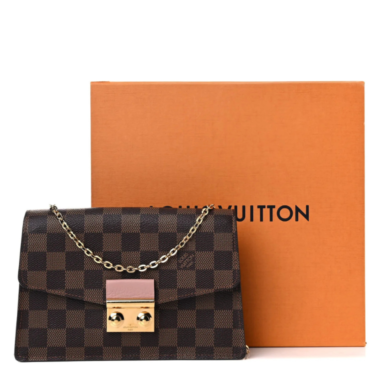 Louis Vuitton Damier Ebene Croisette Chain Crossbody Bag - Brown