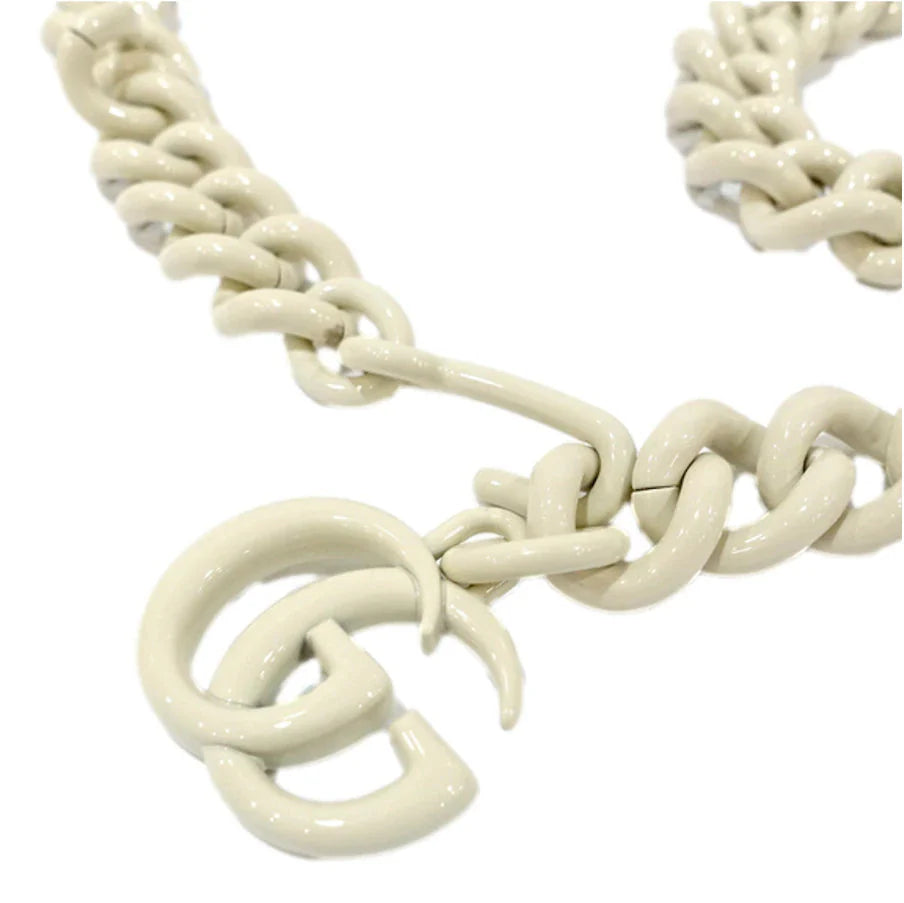 Gucci GG Marmont Leather Chain Belt Bag – White