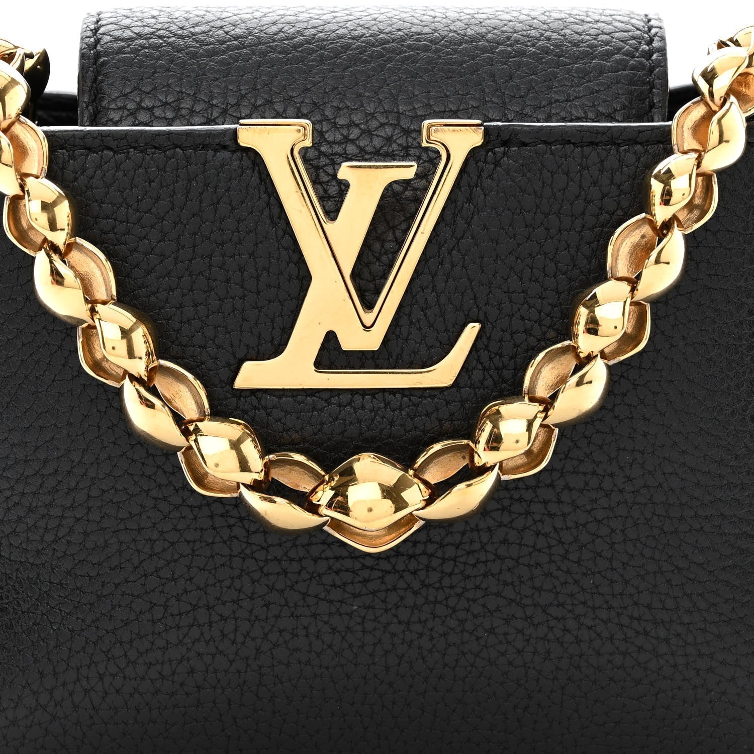 Louis Vuitton Taurillon Mini Chain Capucines Handbag - Black
