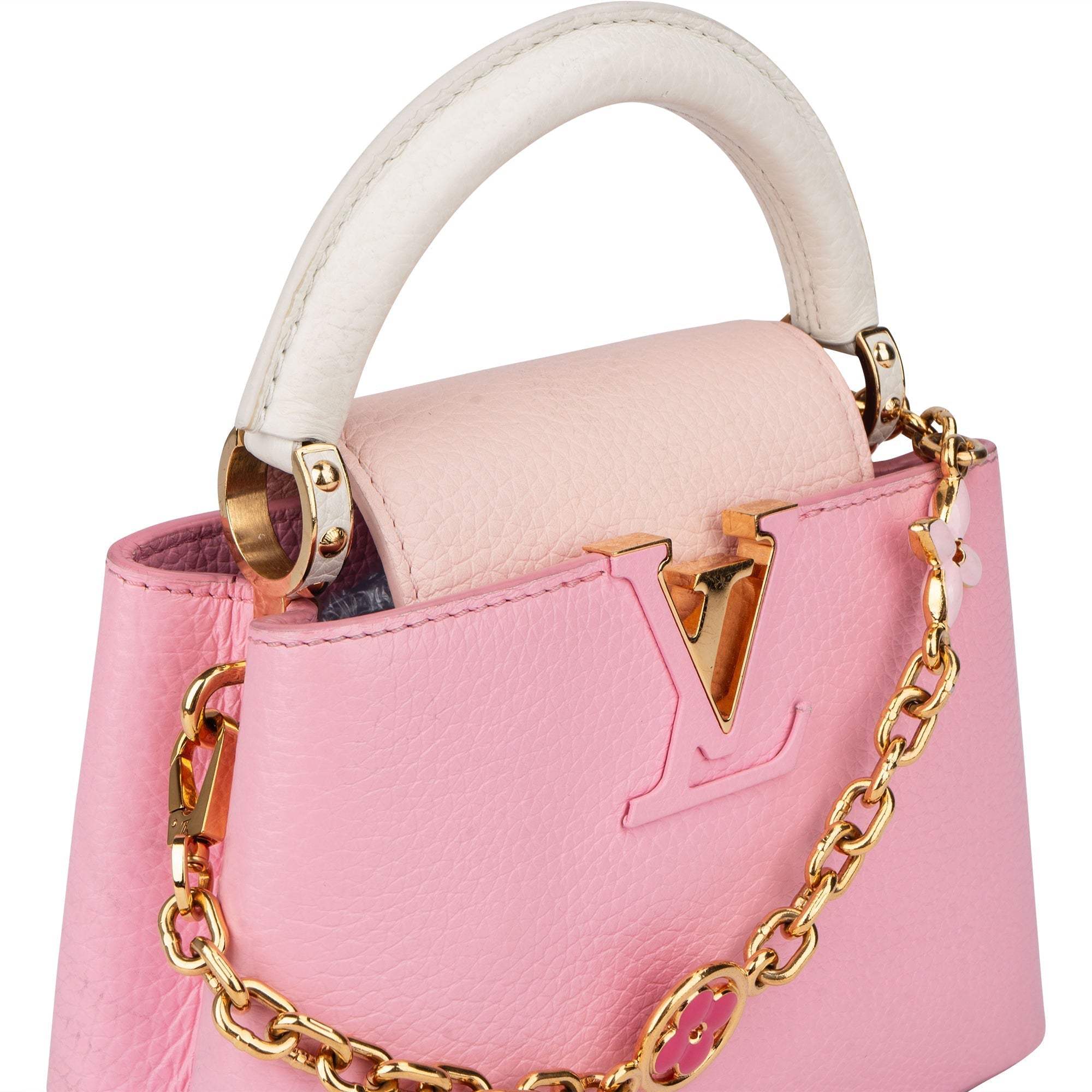 Louis Vuitton Taurillon Flower Chain Mini Capucines Handbag – Candy Pink