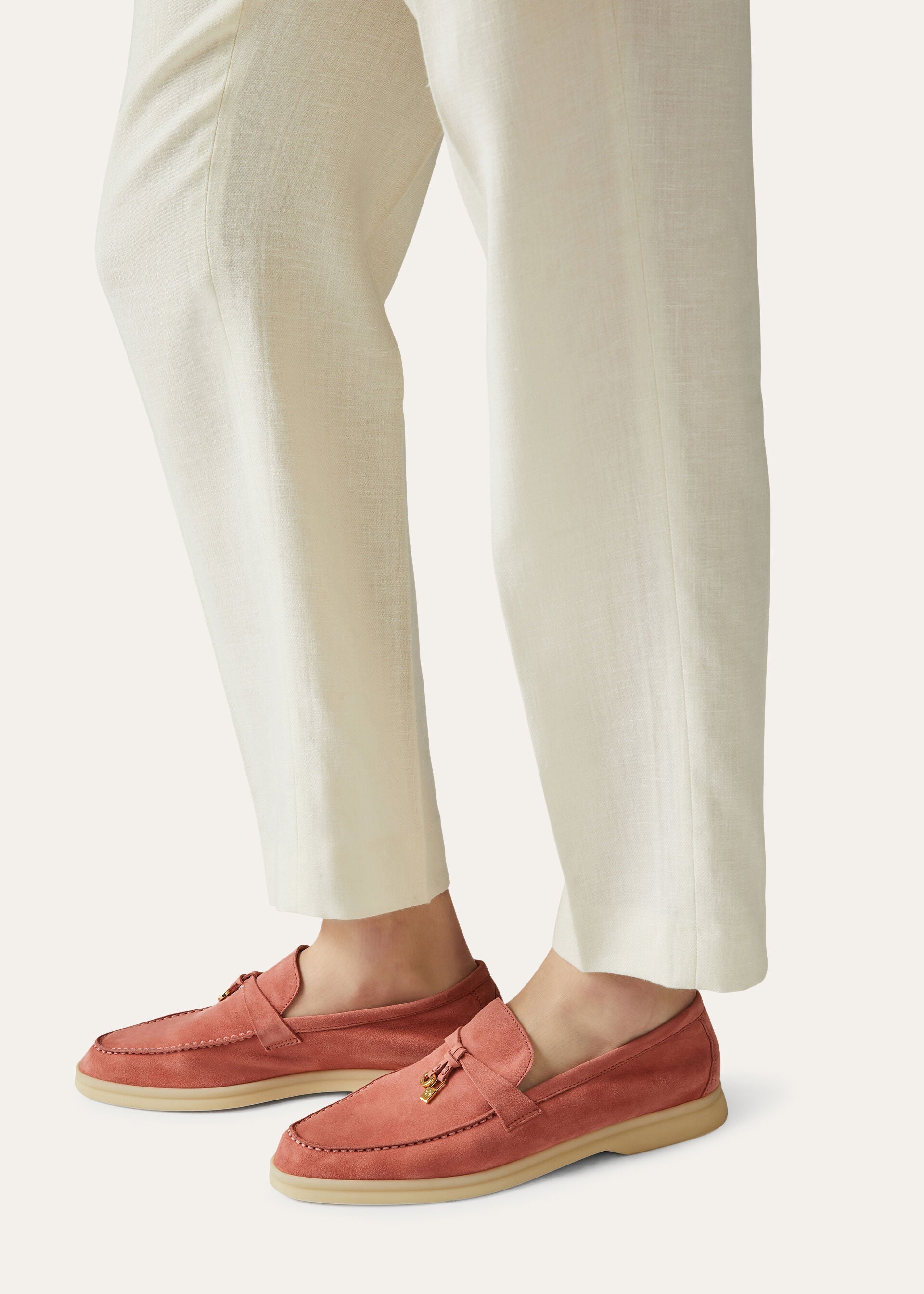 Loro Piana Summer Charms Walk Loafer Suede - Sorbet Pink (303J)