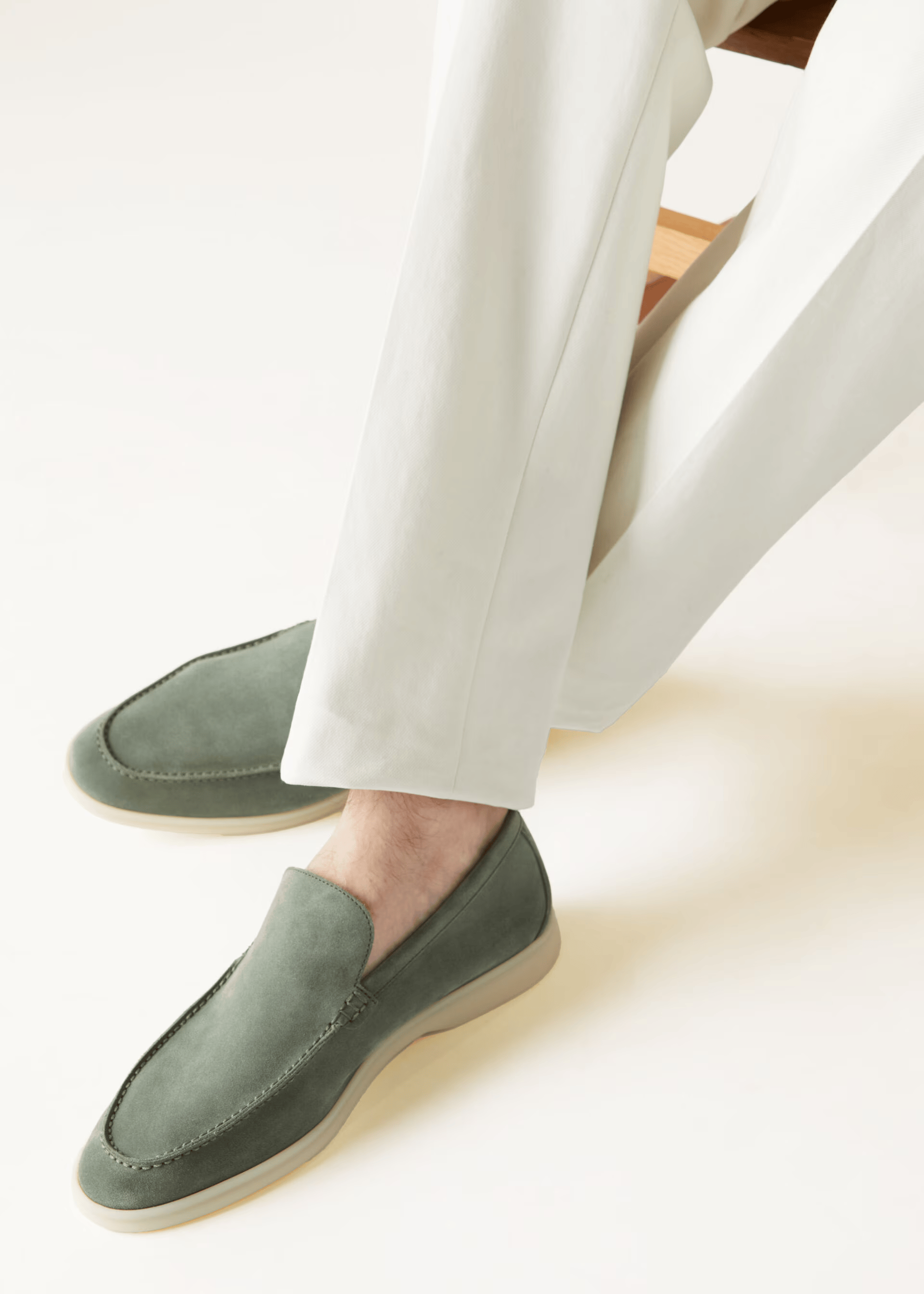 Loro Piana Summer Walk Suede Loafers - Frozen Fir (515Z)