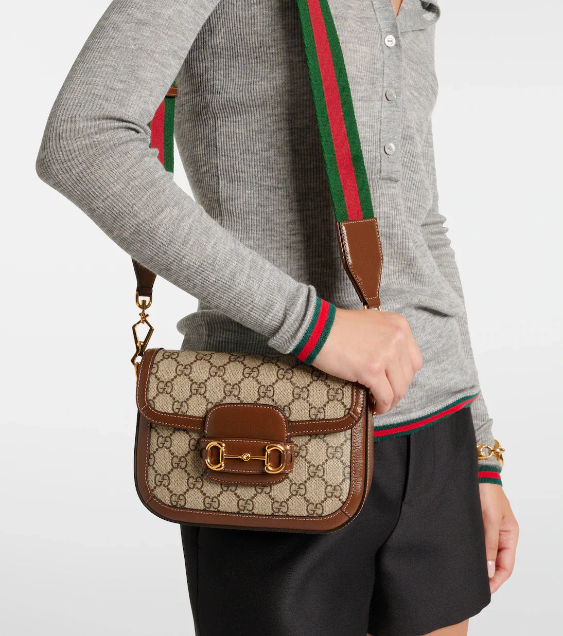 Gucci Horsebit 1955 GG Supreme Canvas Small Shoulder Bag – Beige