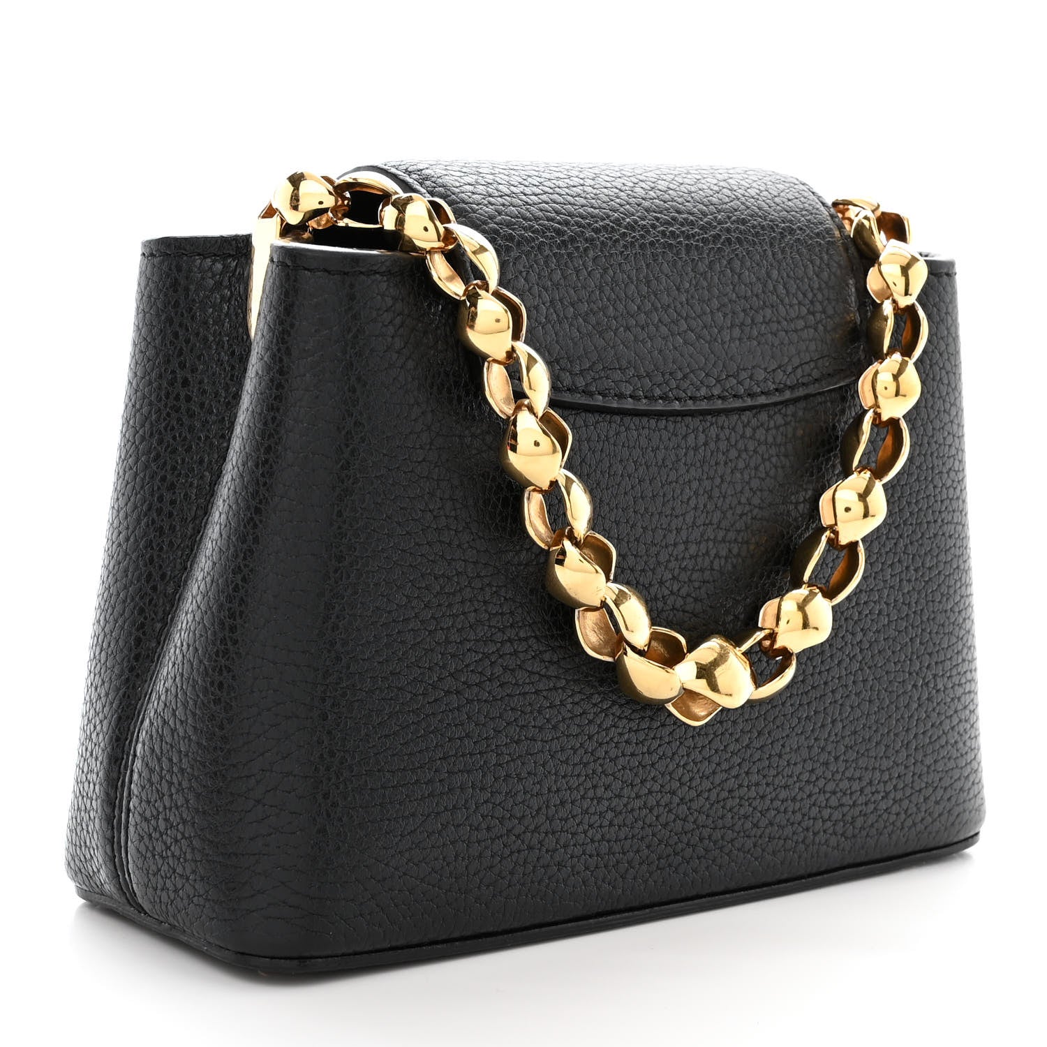 Louis Vuitton Taurillon Mini Chain Capucines Handbag - Black