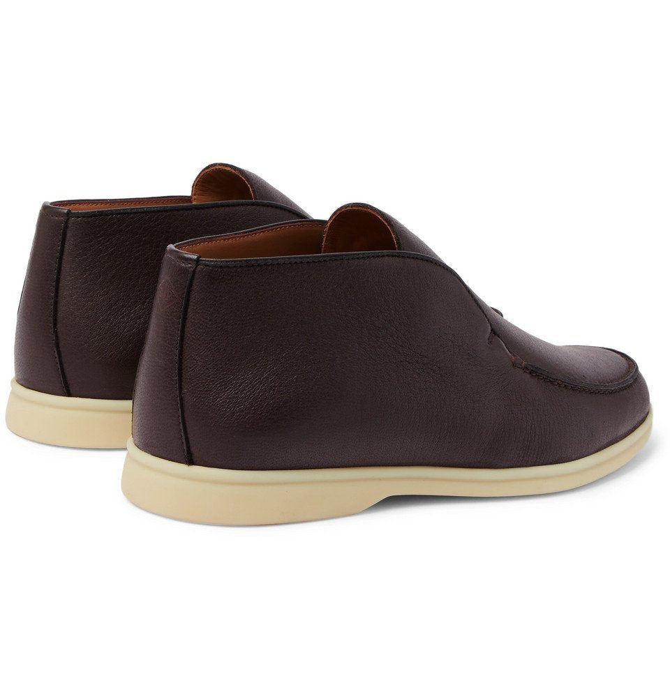 Loro Piana Open Walk Full-Grain Leather Boots – Dark Brown (146)
