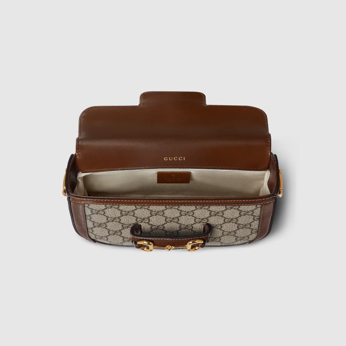 Gucci Horsebit 1955 GG Supreme Canvas Small Shoulder Bag – Beige