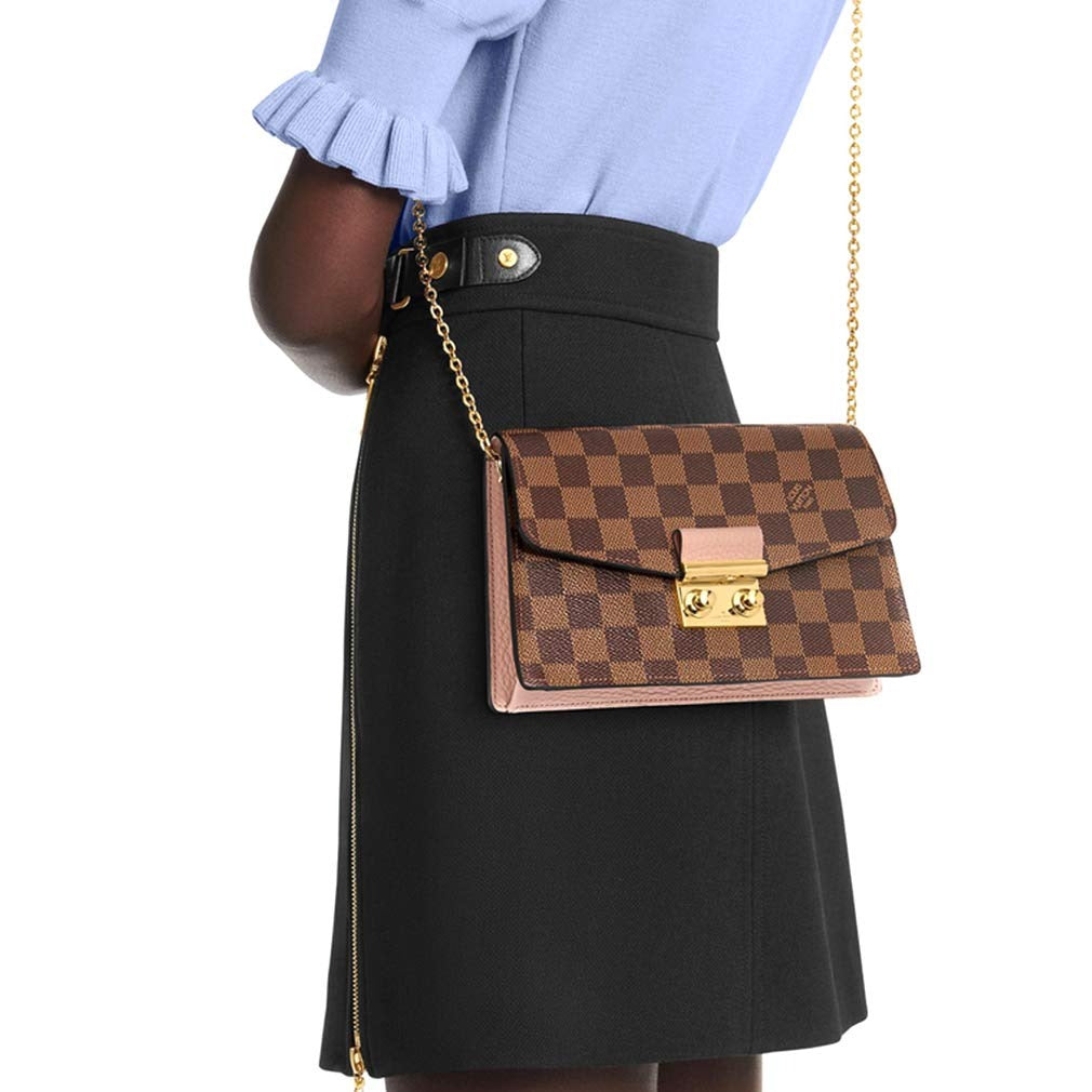 Louis Vuitton Damier Ebene Croisette Chain Crossbody Bag - Brown