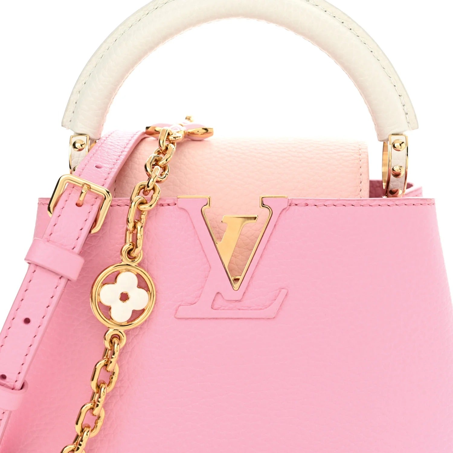 Louis Vuitton Taurillon Flower Chain Mini Capucines Handbag – Candy Pink