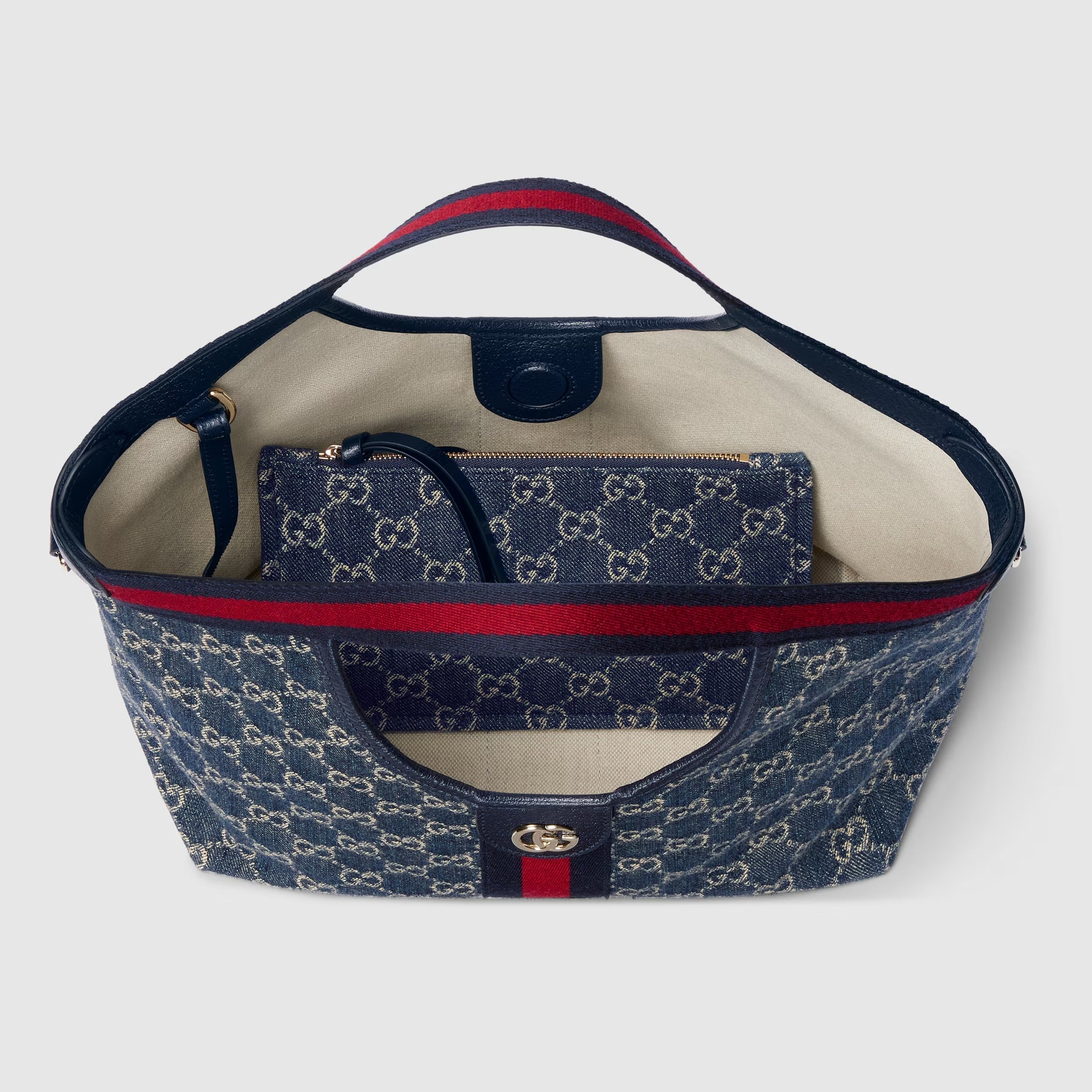 Gucci GG Denim Giglio Small Tote Bag – Blue
