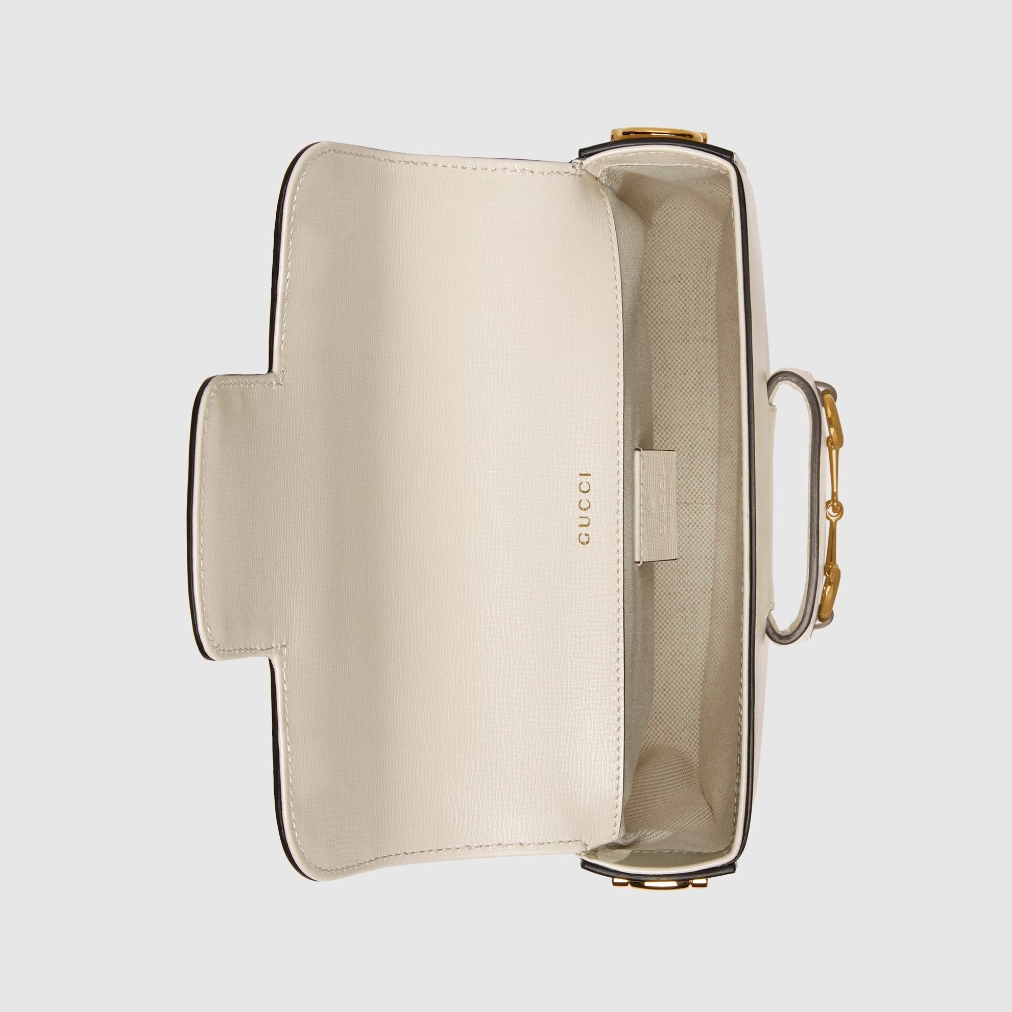 Gucci Horsebit 1955 Small Leather Shoulder Bag – White