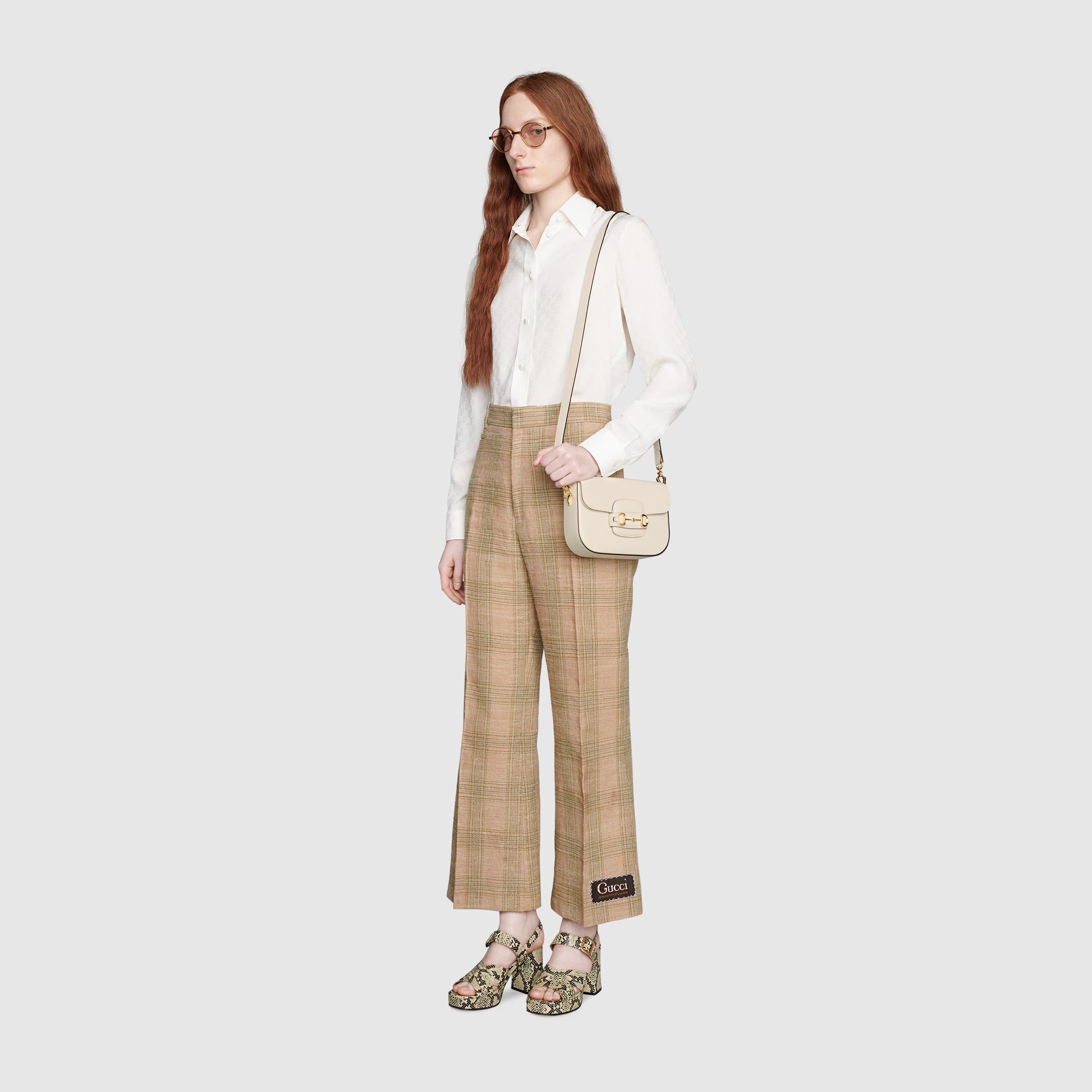 Gucci Horsebit 1955 Small Leather Shoulder Bag – White