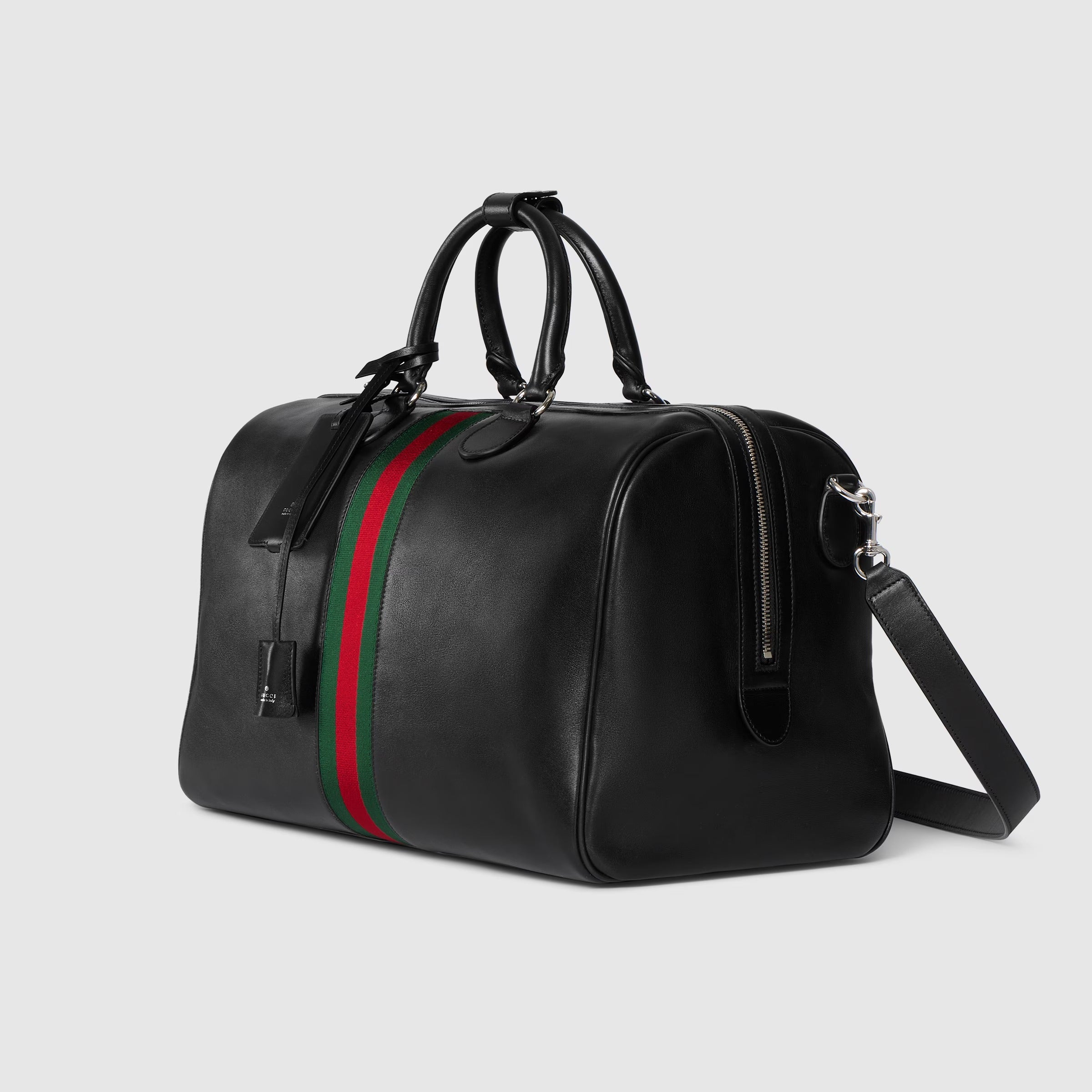 Gucci Web Trademark Medium Duffle Travel Bag – Black