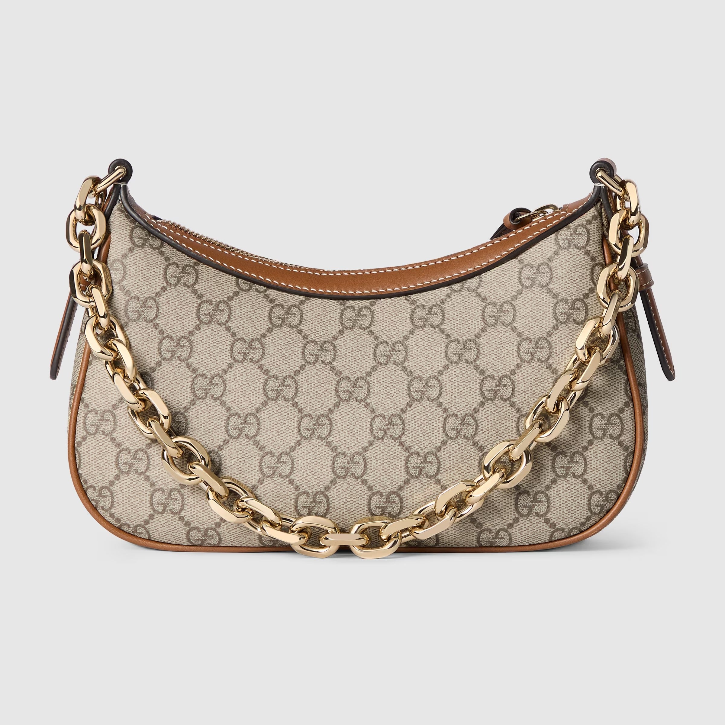 Gucci GG Emblem Small Shoulder Bag – Beige/Dark Brown