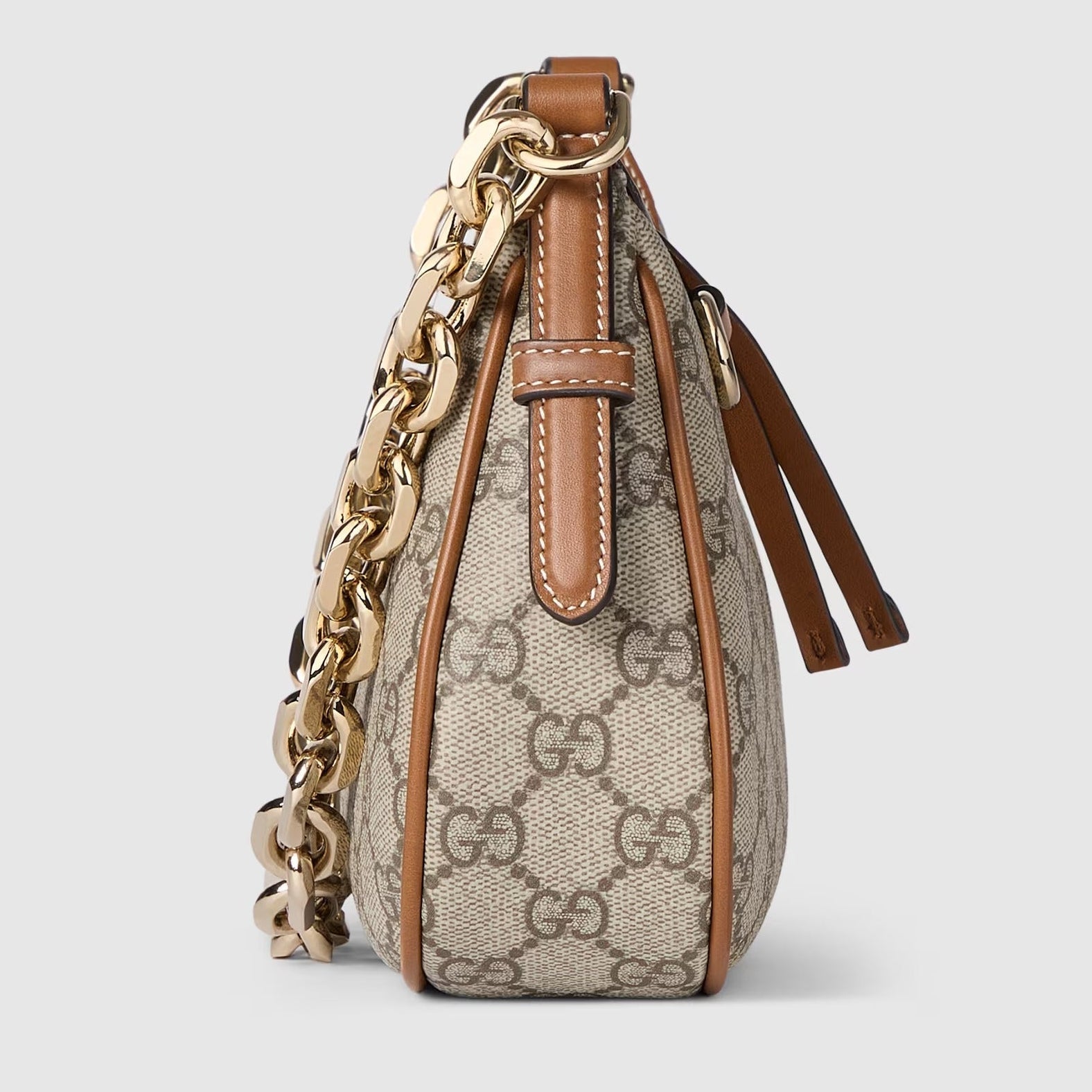 Gucci GG Emblem Small Shoulder Bag – Beige/Dark Brown
