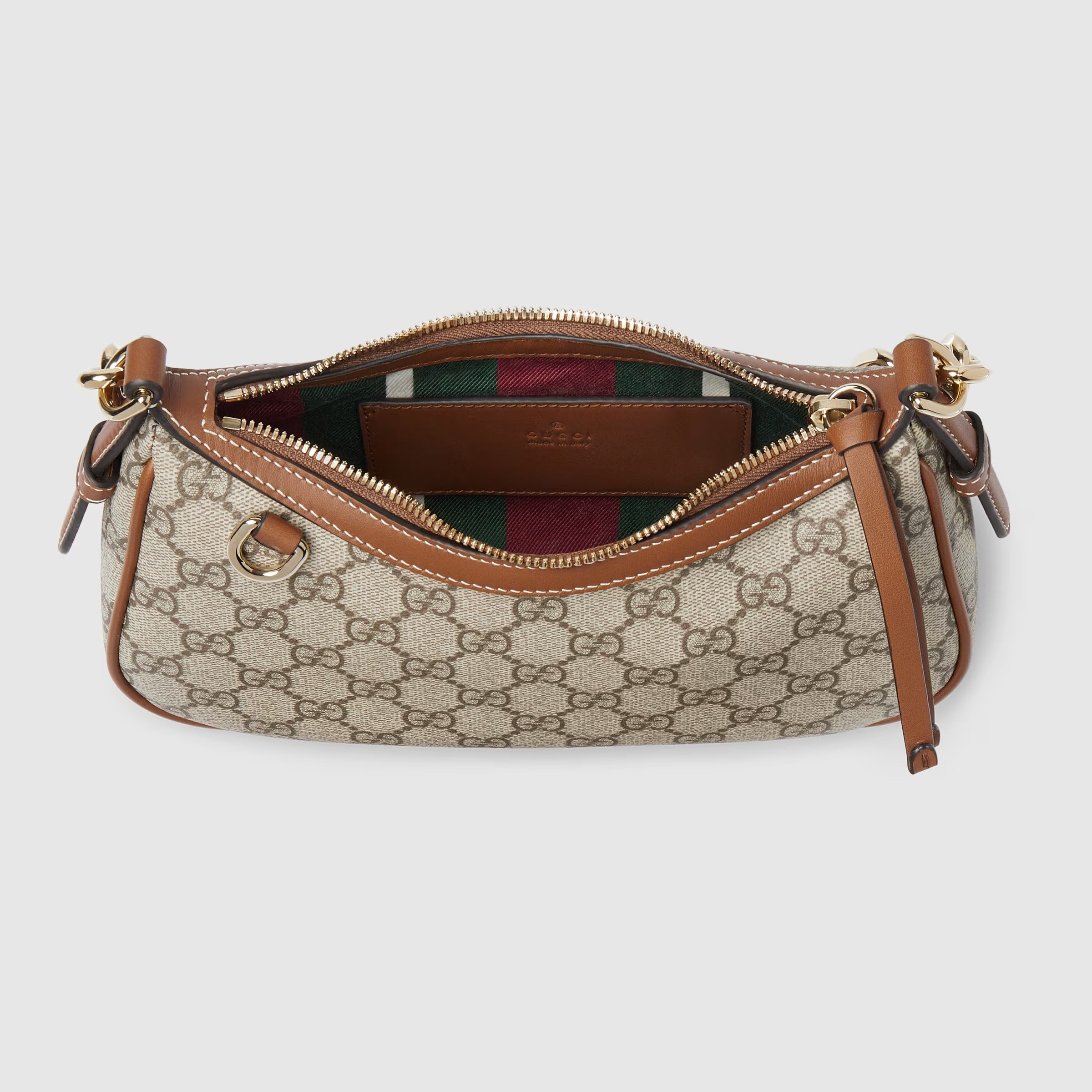 Gucci GG Emblem Small Shoulder Bag – Beige/Dark Brown