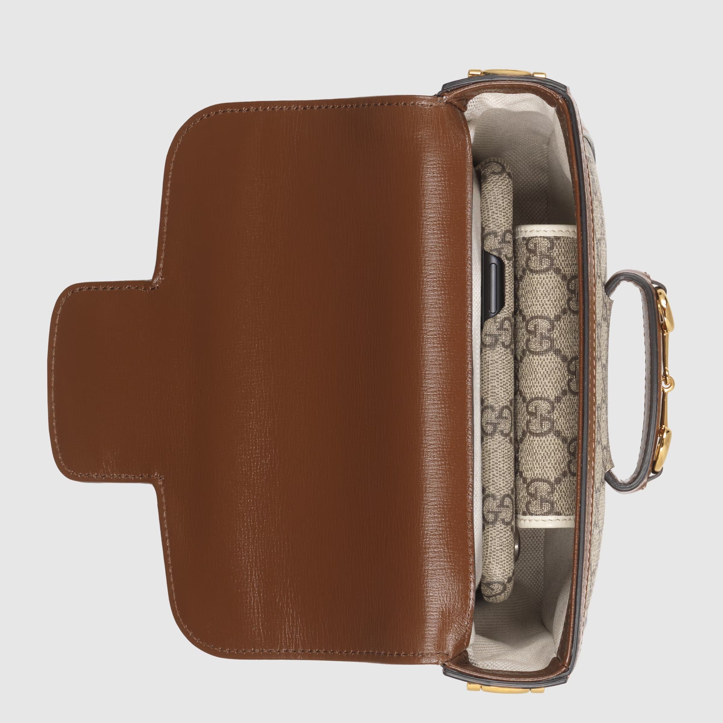 Gucci Horsebit 1955 GG Supreme Canvas Small Shoulder Bag – Beige