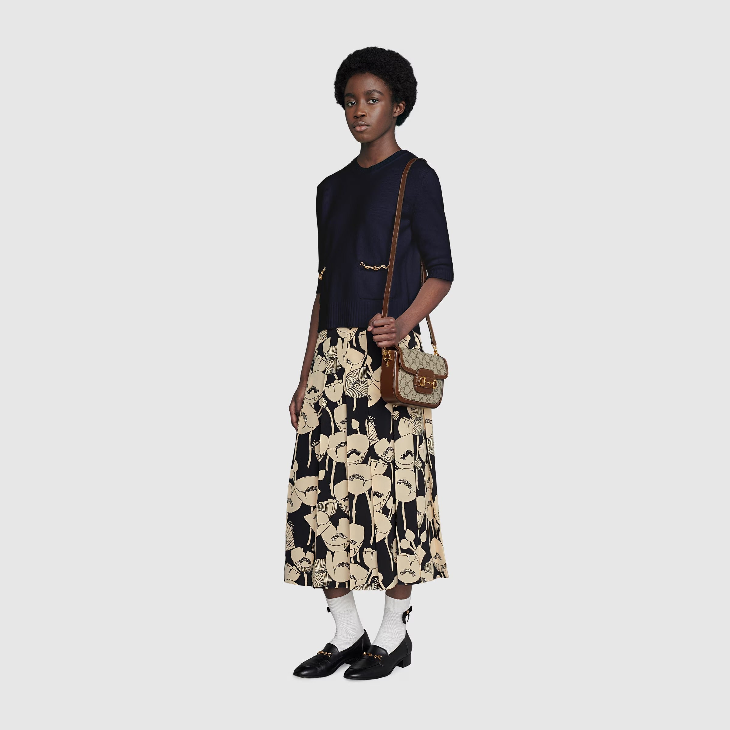 Gucci Horsebit 1955 GG Supreme Canvas Small Shoulder Bag – Beige
