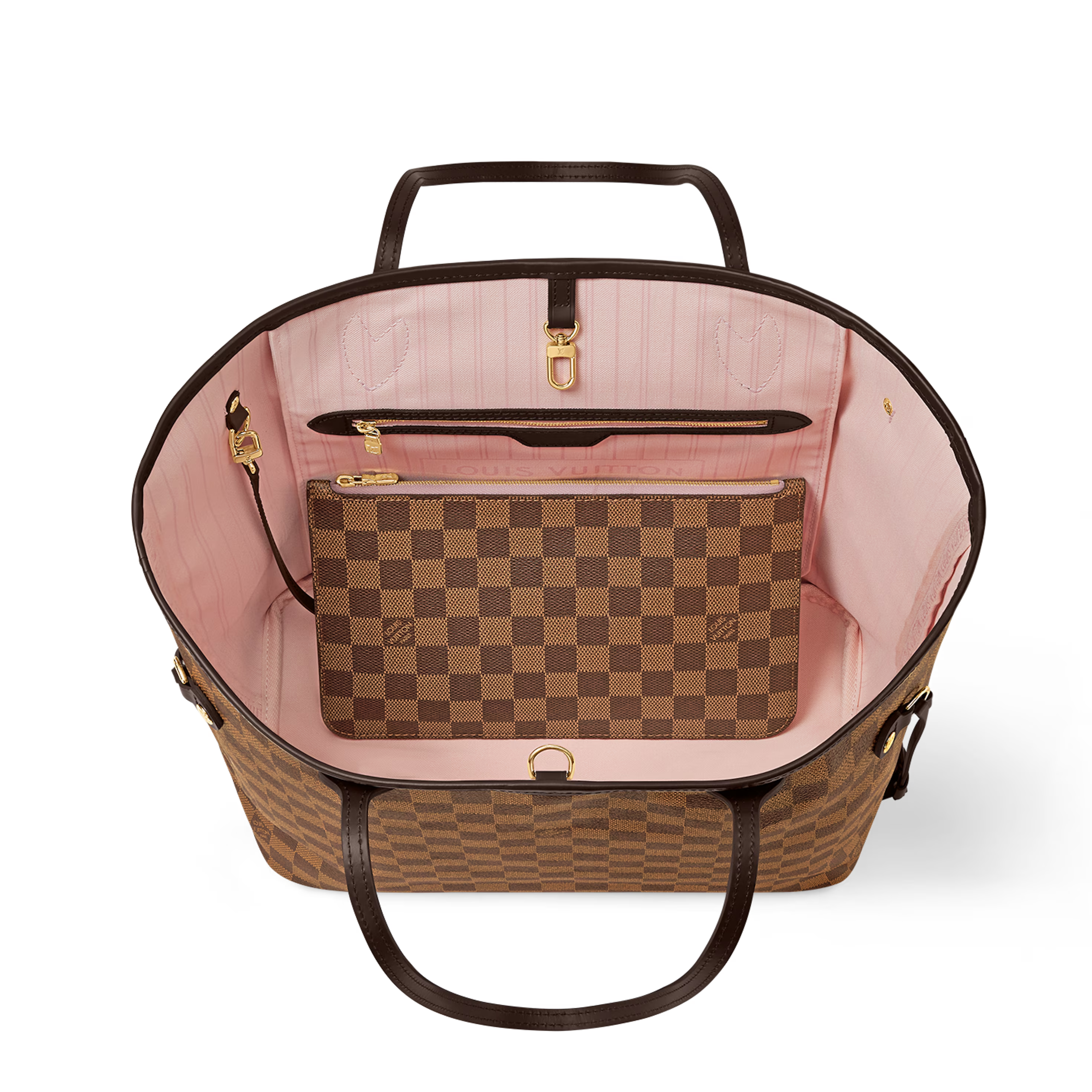 Louis Vuitton Damier Ebene Canvas Neverfull MM Shoulder Bag – Rose Balerine