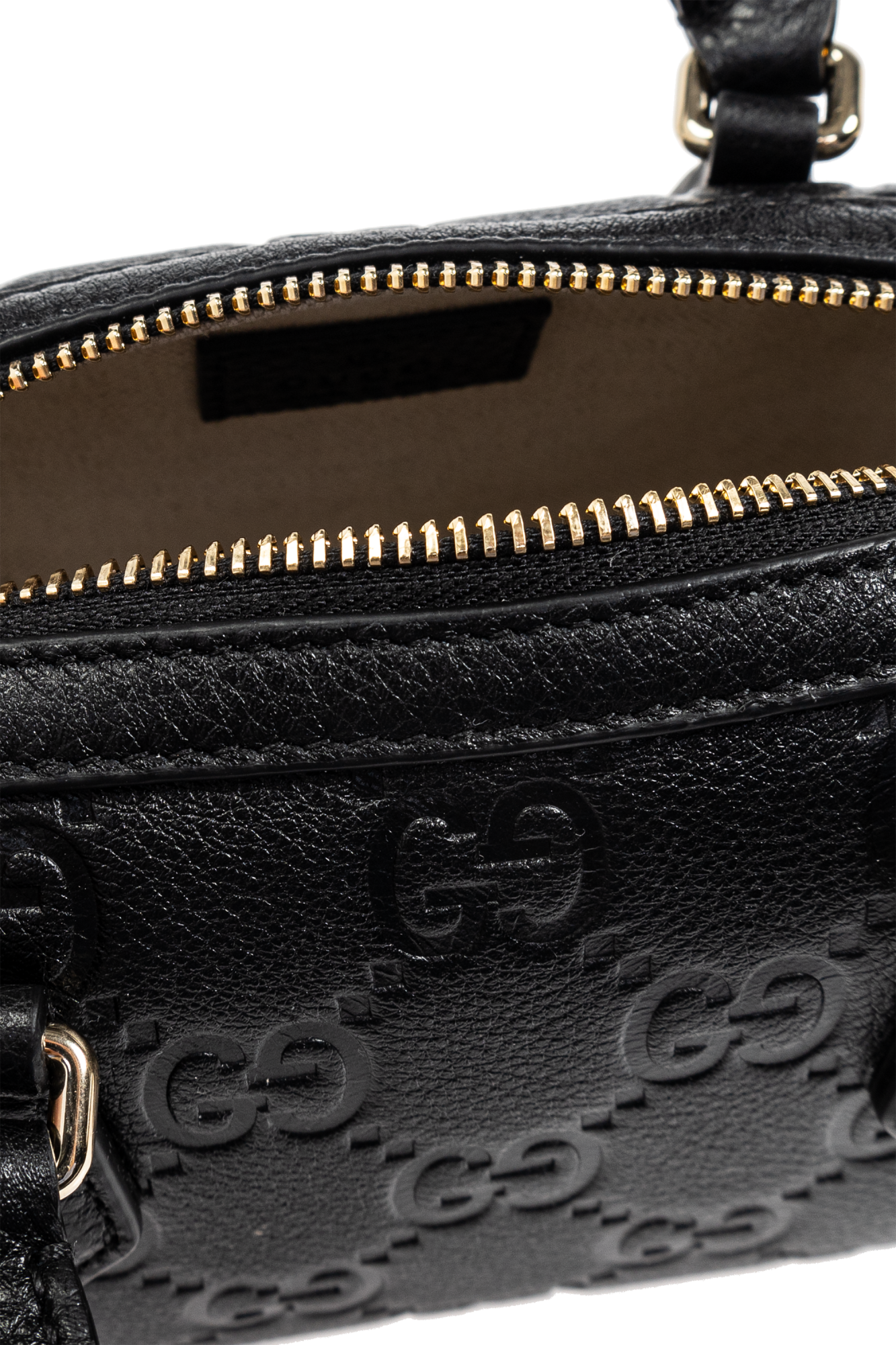 Gucci GG Emblem Mini Boston Top Handle Bag – Black