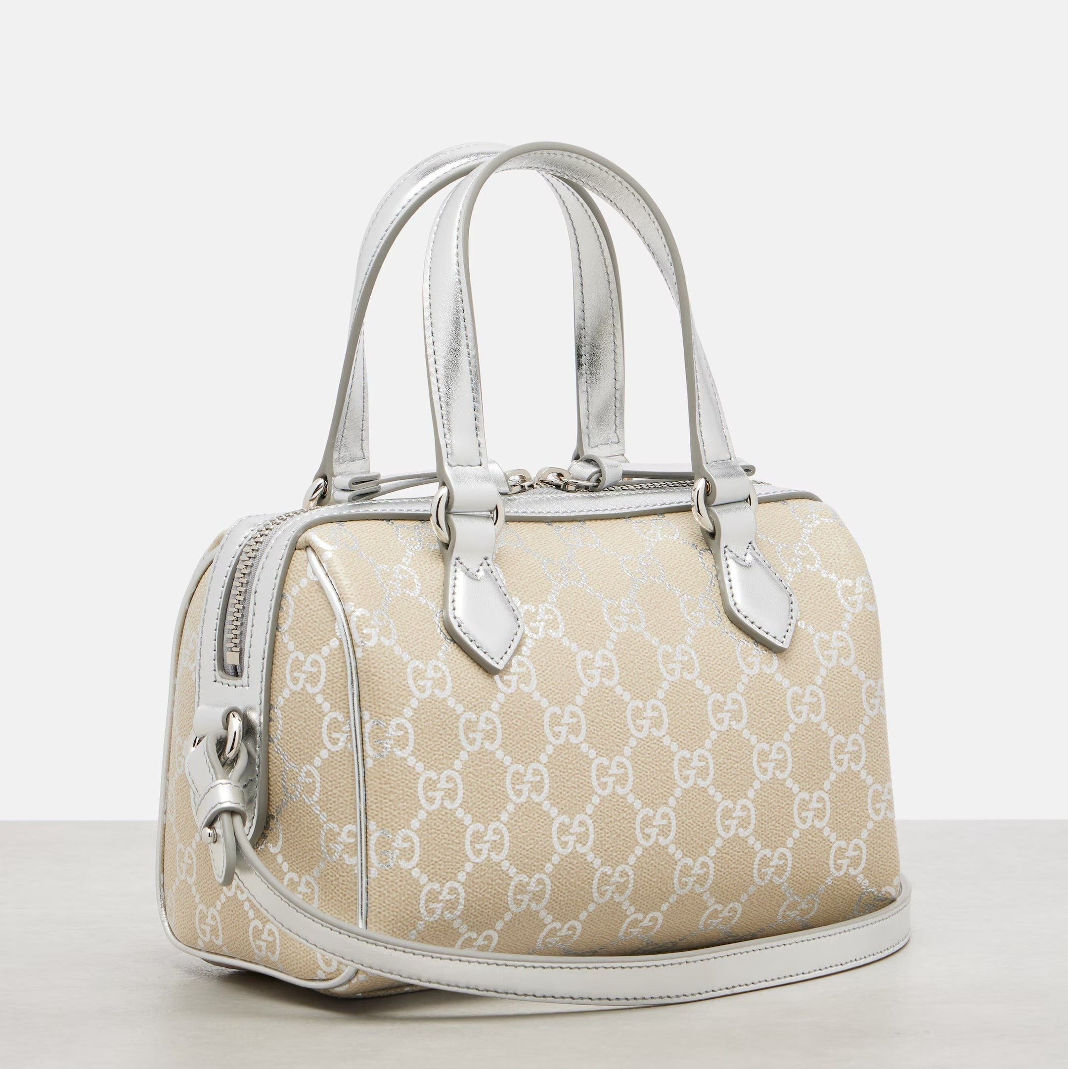 Gucci GG Emblem Small Top Handle Bag - Beige