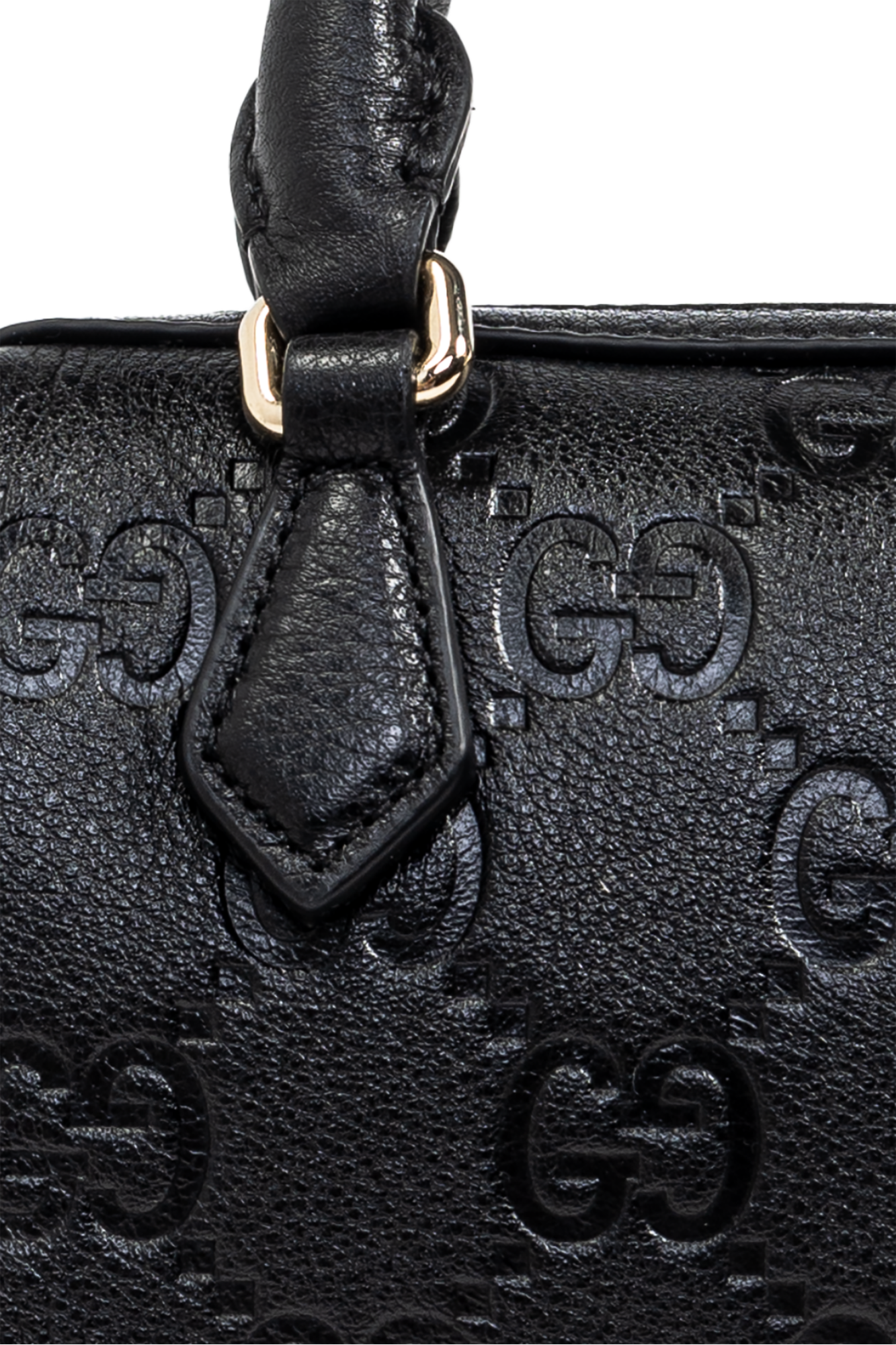 Gucci GG Emblem Mini Boston Top Handle Bag – Black