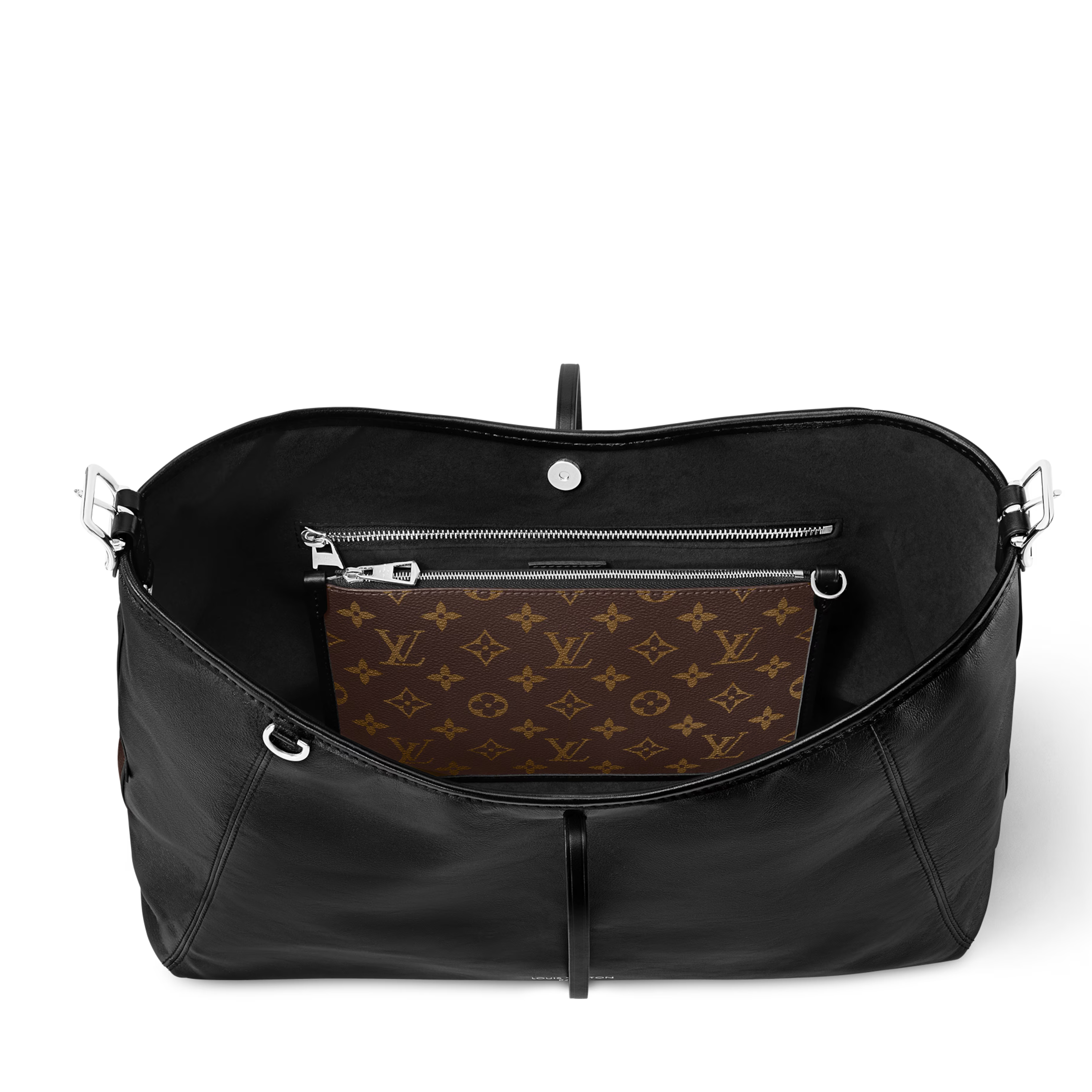 Louis Vuitton Lambskin CarryAll Vibe MM Handbag – Black