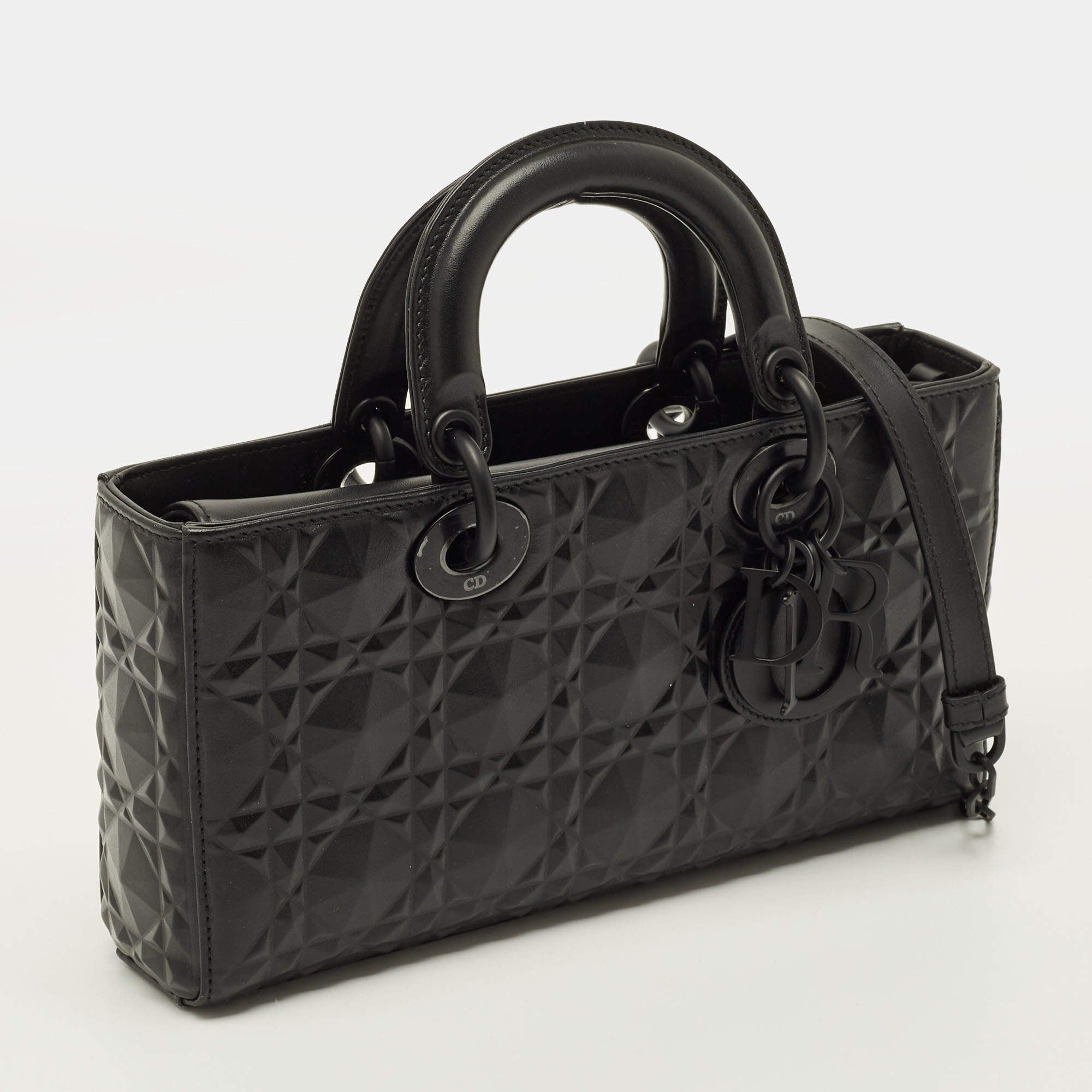 Dior Lady D-Joy Micro Diamond Cannage Calfskin Bag - Black