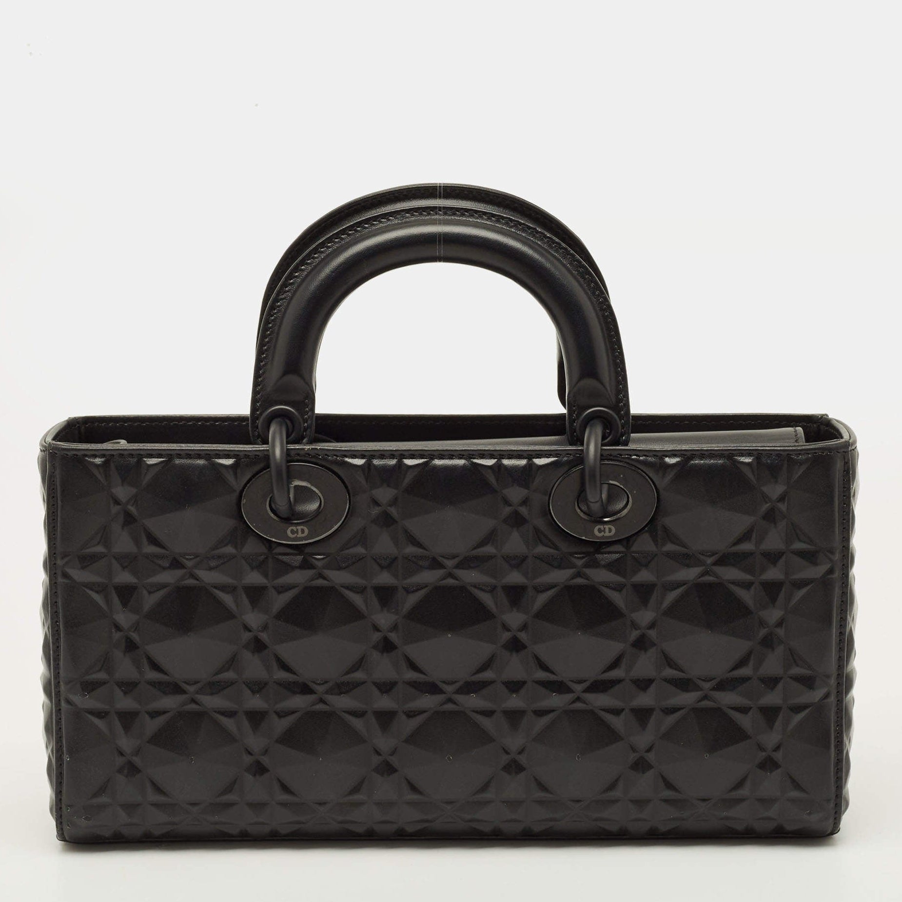 Dior Lady D-Joy Micro Diamond Cannage Calfskin Bag - Black