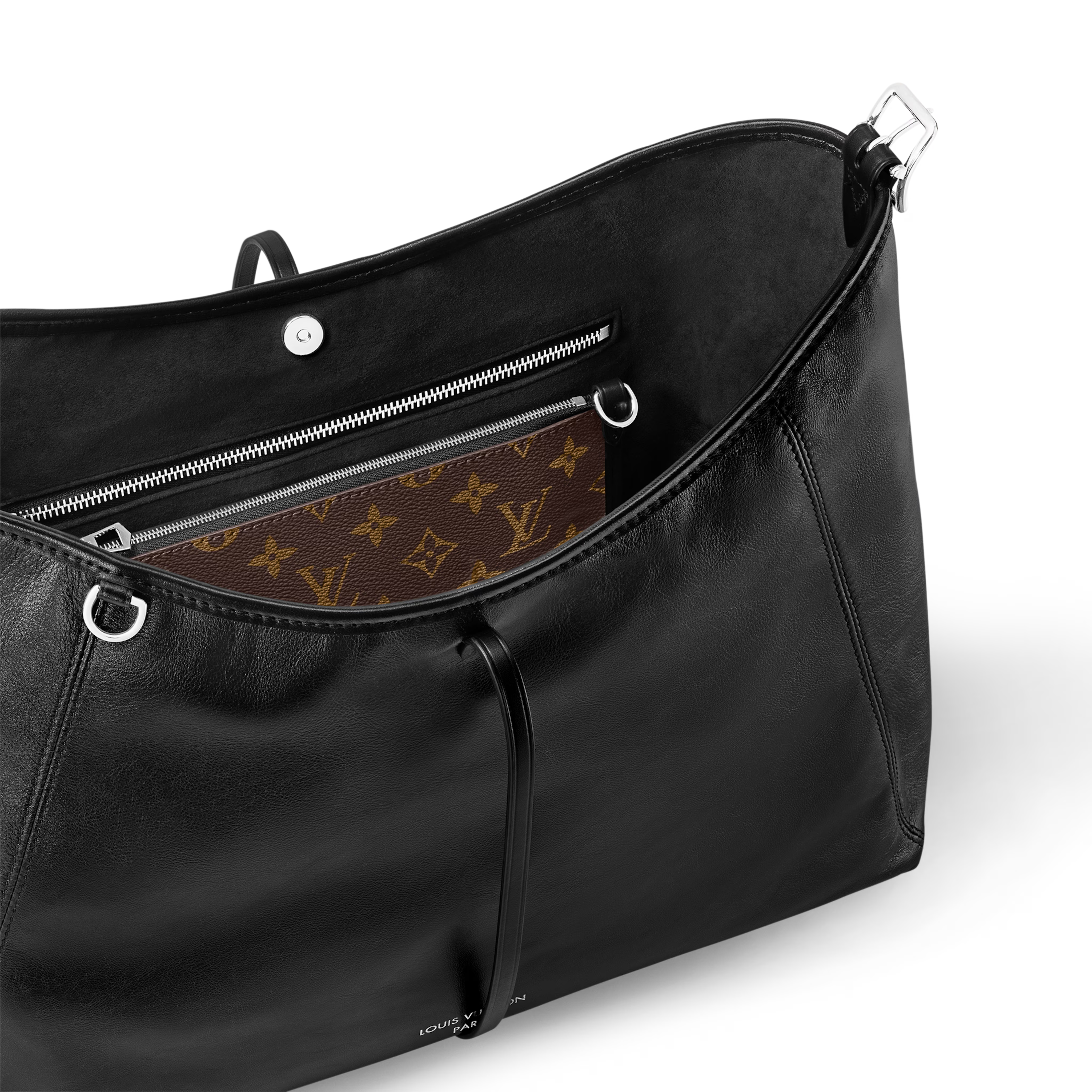 Louis Vuitton Lambskin CarryAll Vibe MM Handbag – Black