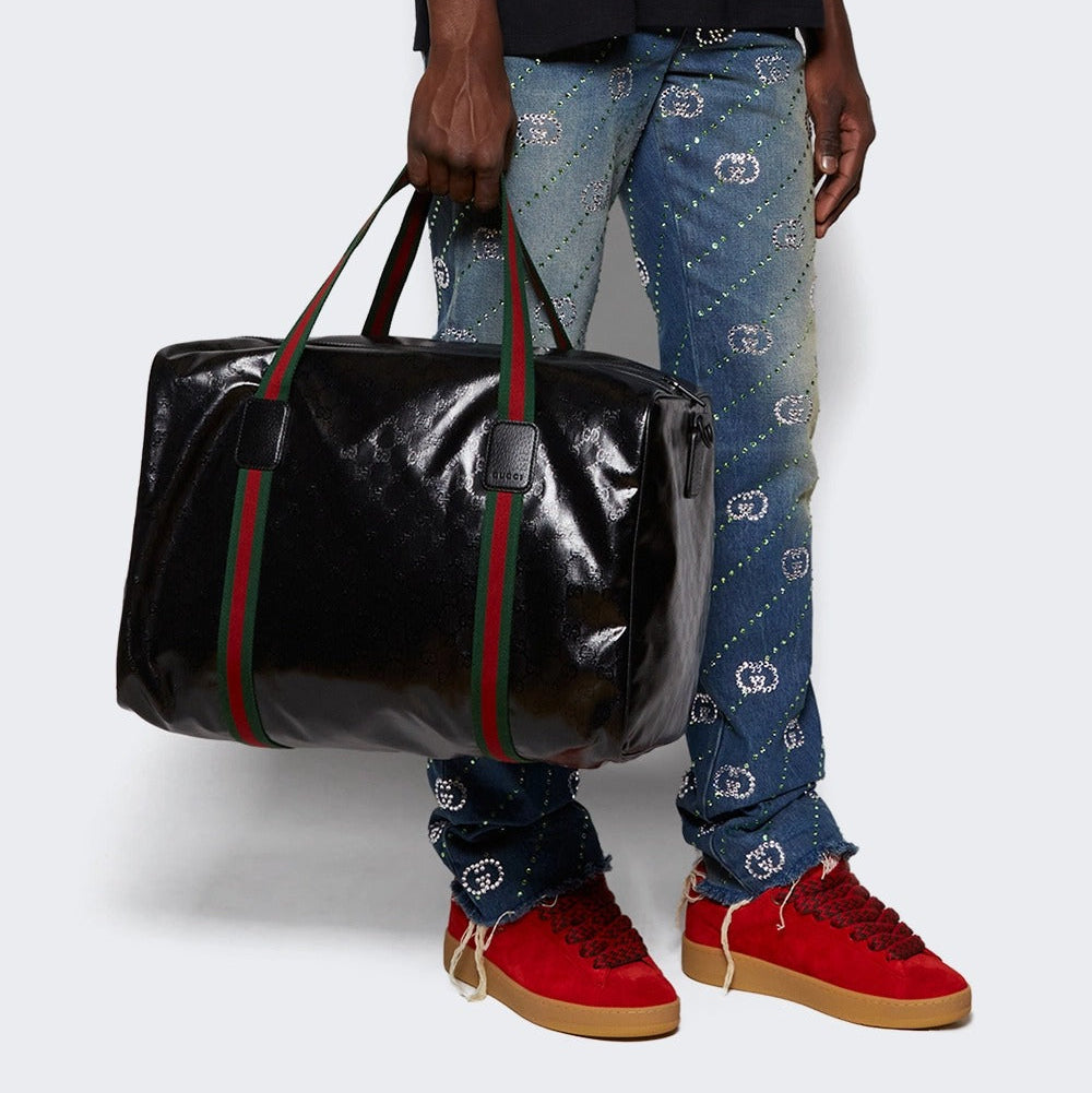 Gucci GG Crystal Large Holdall Duffle Bag – Black