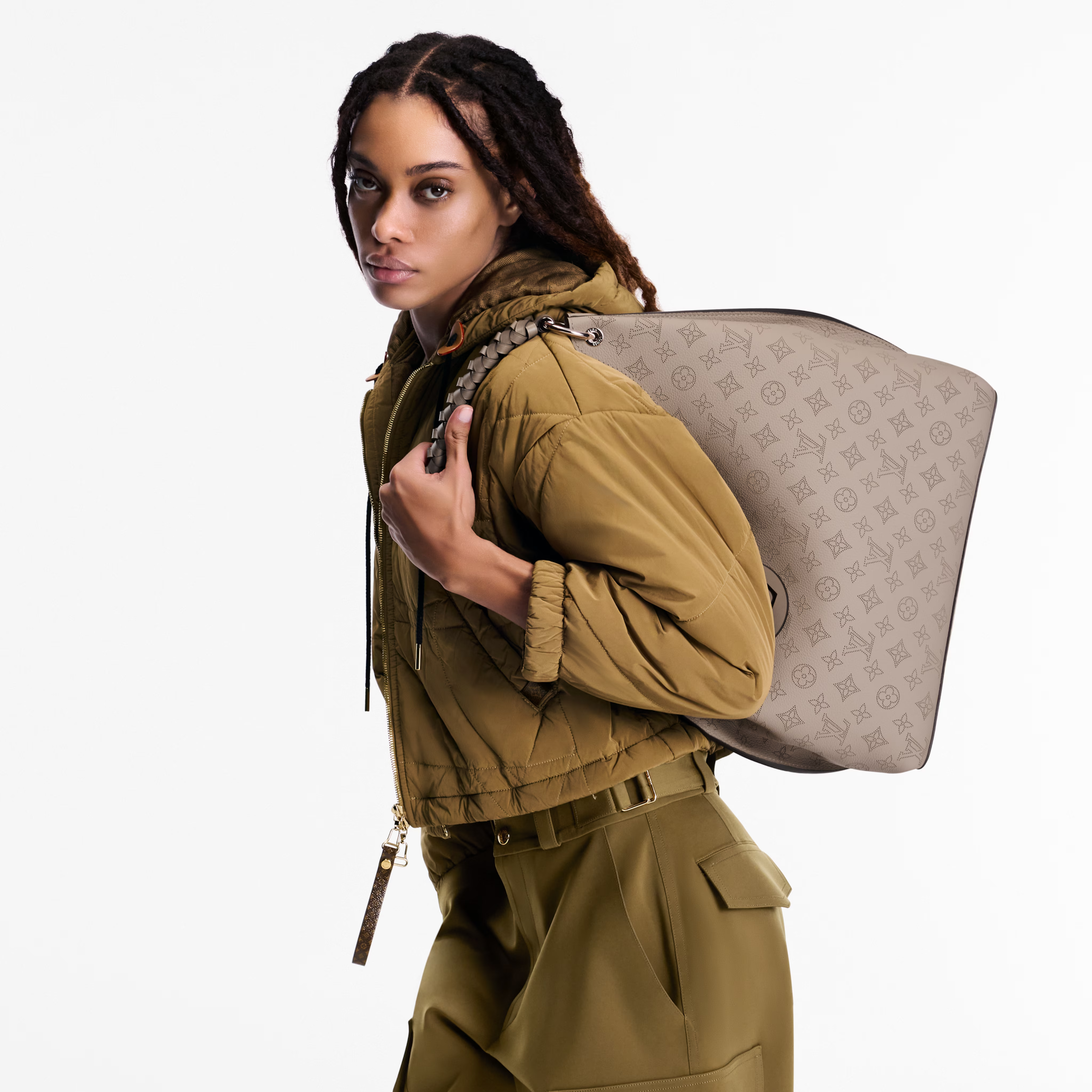 Louis Vuitton Mahina Leather Carmel Hobo Bag - Beige Galet