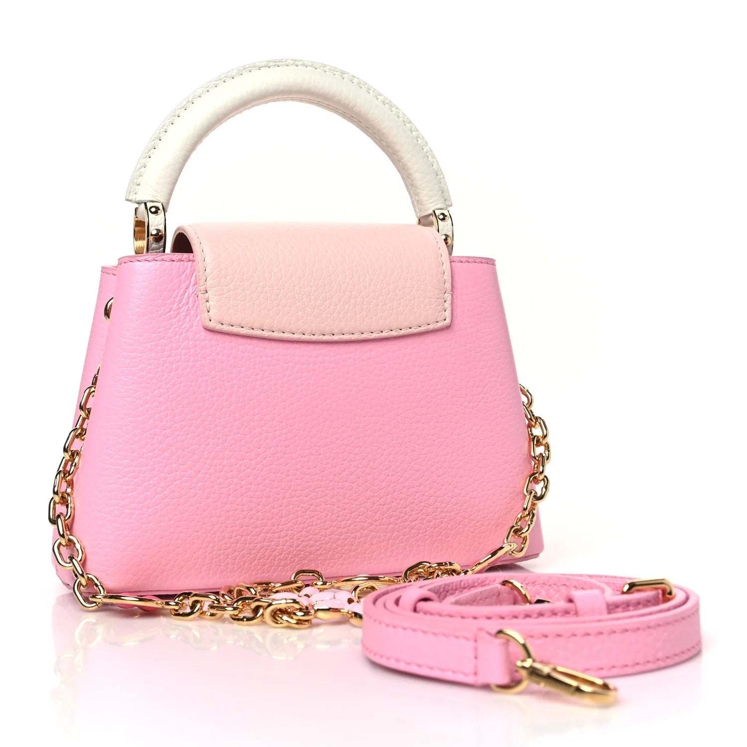 Louis Vuitton Taurillon Flower Chain Mini Capucines Handbag – Candy Pink