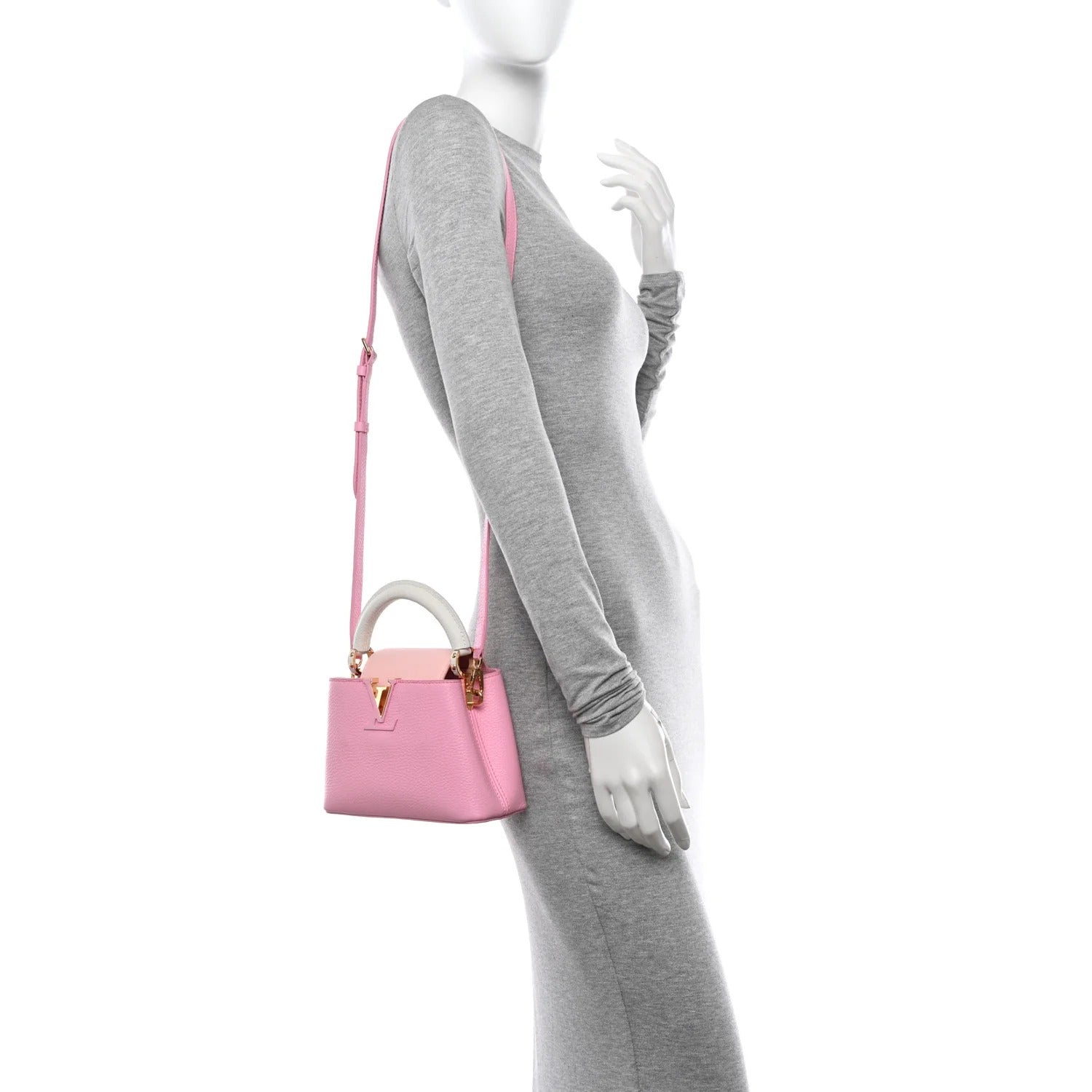 Louis Vuitton Taurillon Flower Chain Mini Capucines Handbag – Candy Pink