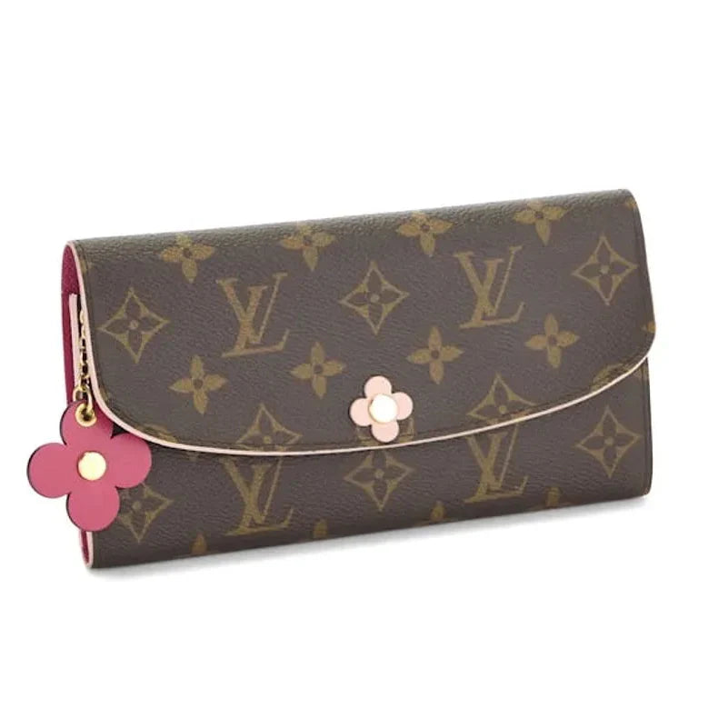 Louis Vuitton Monogram Bloom Flower Emilie Wallet - Brown Fuchsia