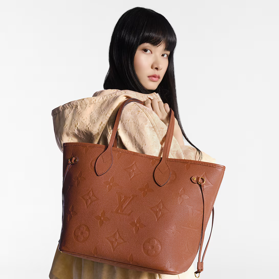 Louis Vuitton Empreinte Monogram Giant Neverfull MM Tote Bag - Cognac